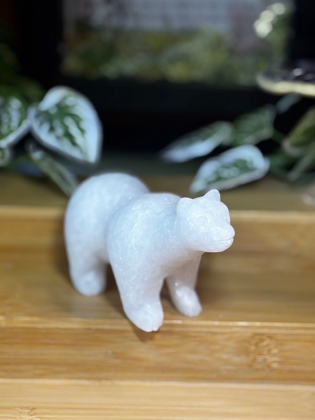 White Jade Polar Bear Carving