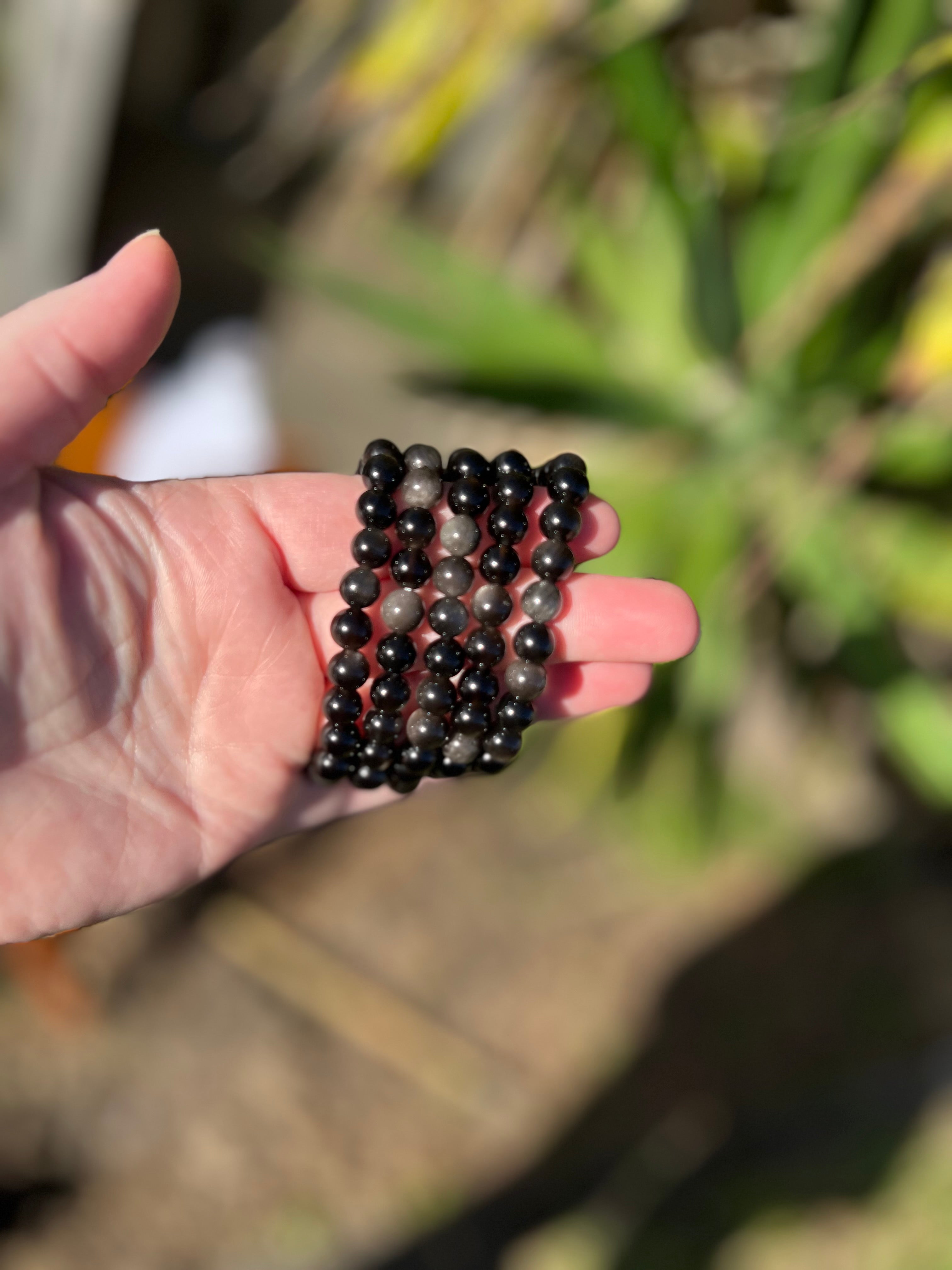 8mm Mixed Sheen Obsidian Bracelet