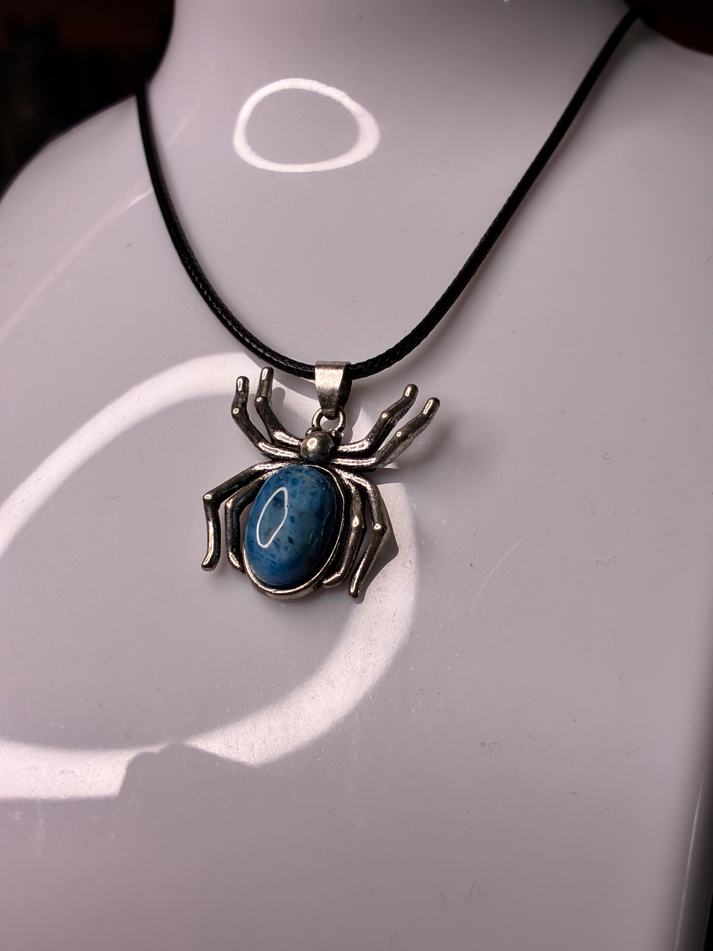 Blue Apatite Spider Pendant