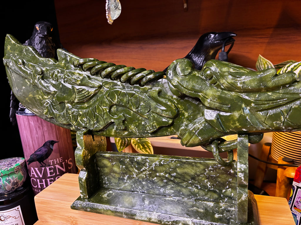 Green Jade Sword on Stand 1
