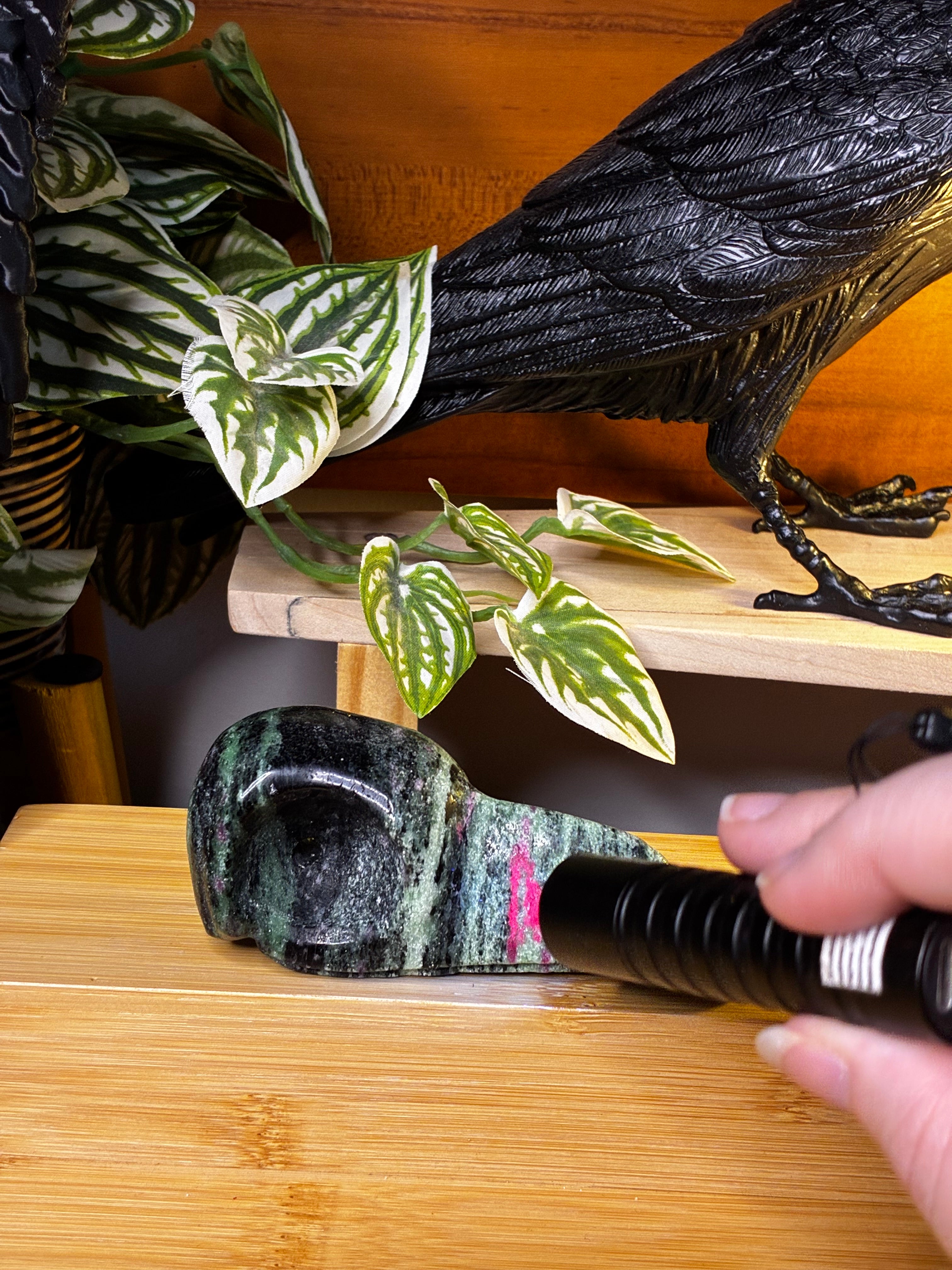 Ruby Zoisite Raven Skull