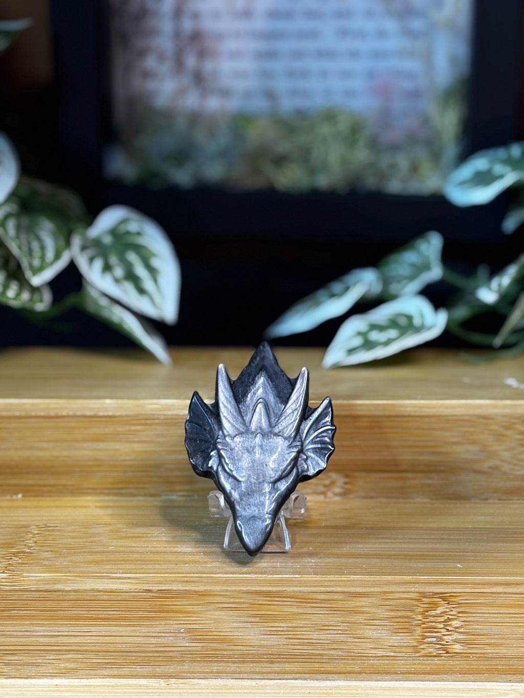 Silver Sheen Obsidian Dragon Head