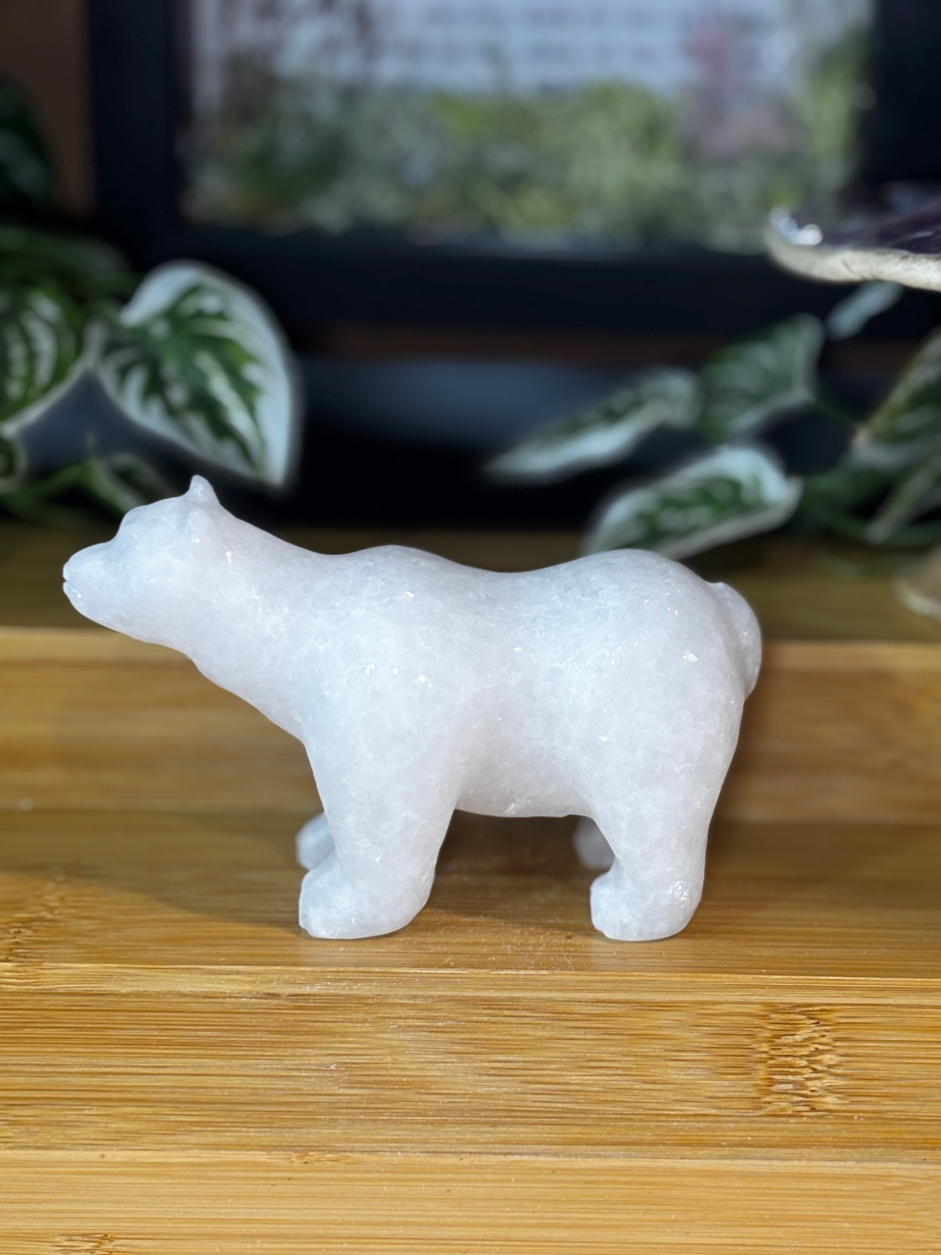 White Jade Polar Bear Carving