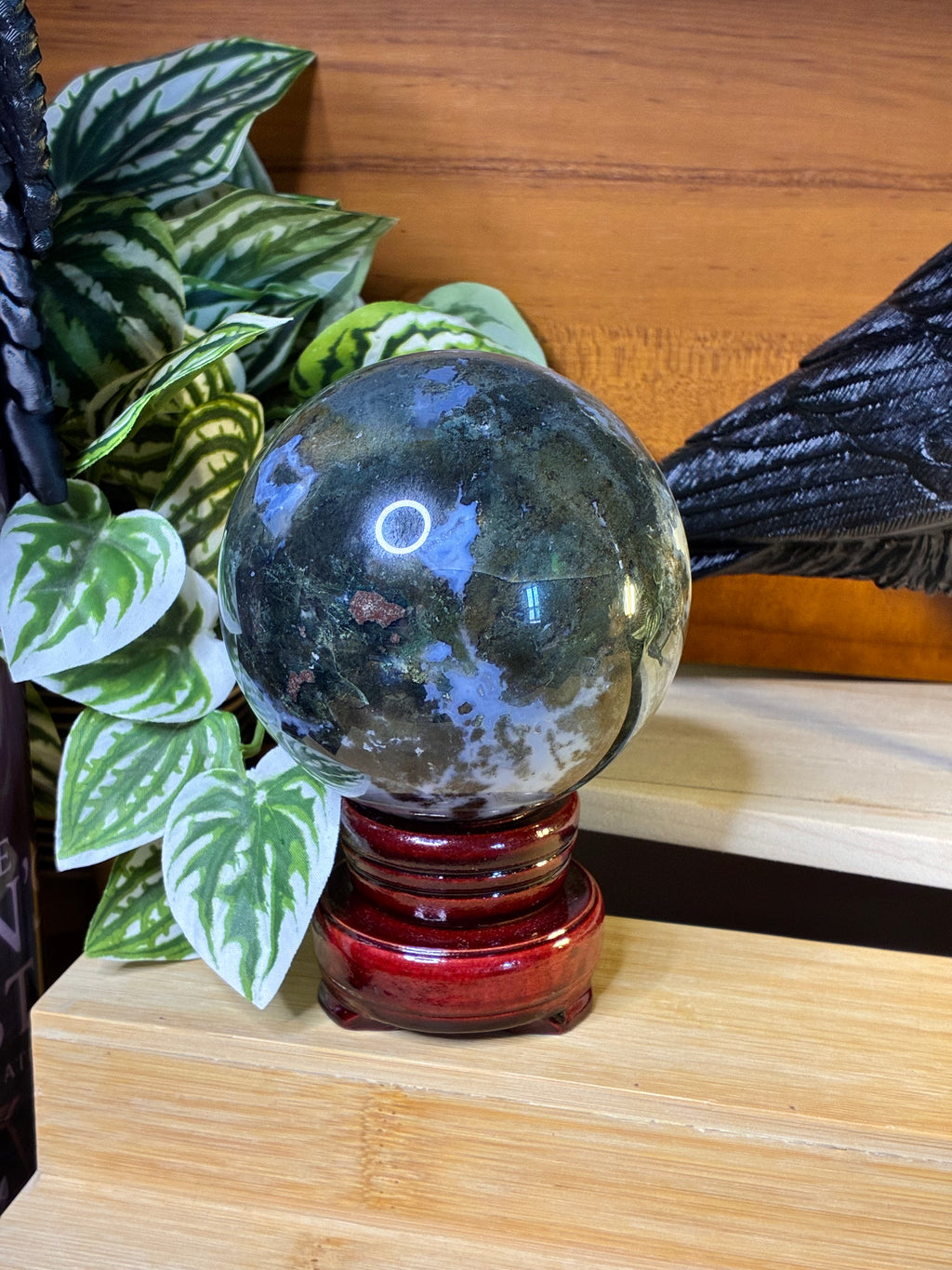Moss Agate Sphere with Stand