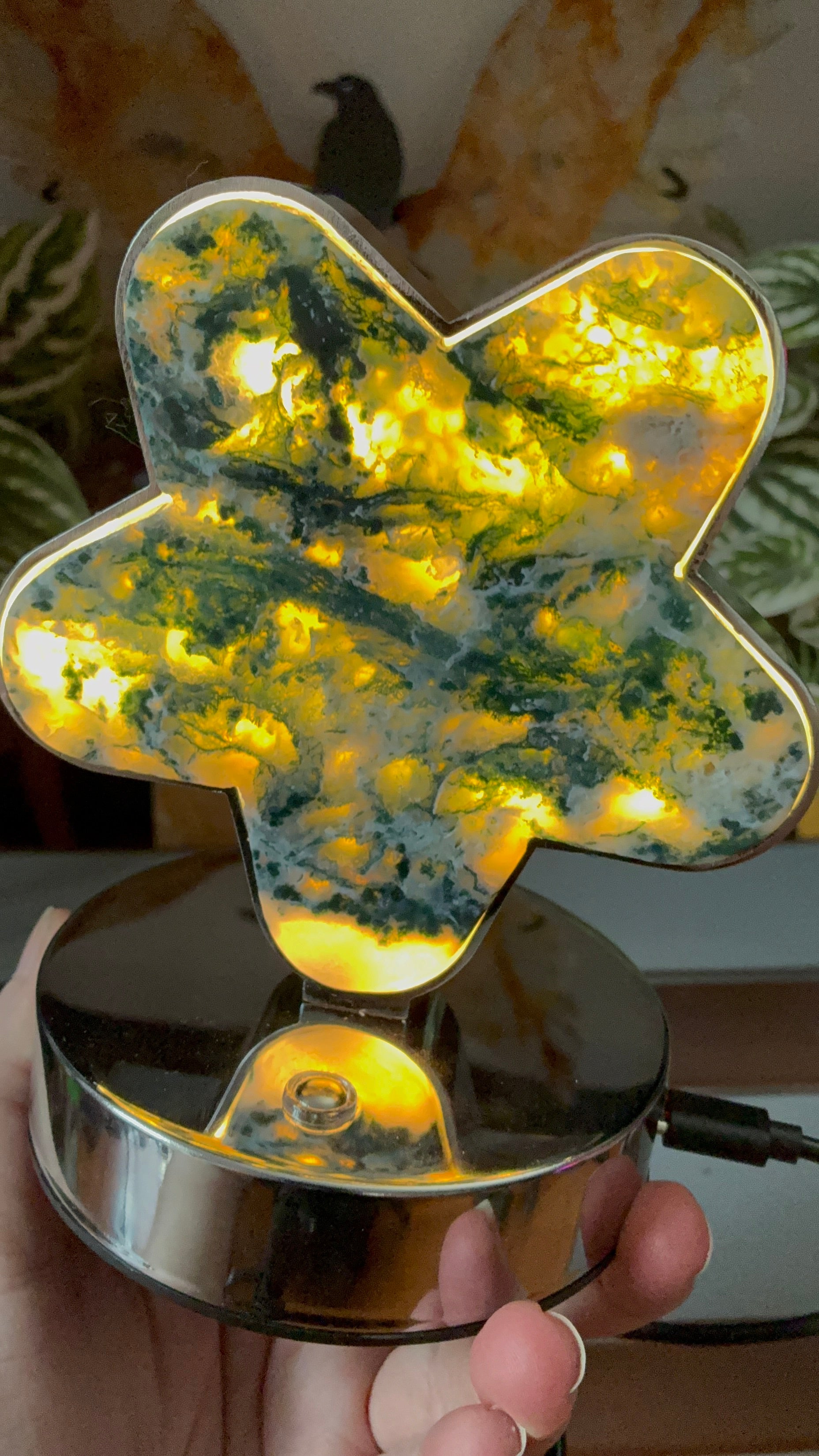 Moss Agate Star Lamp (USB)