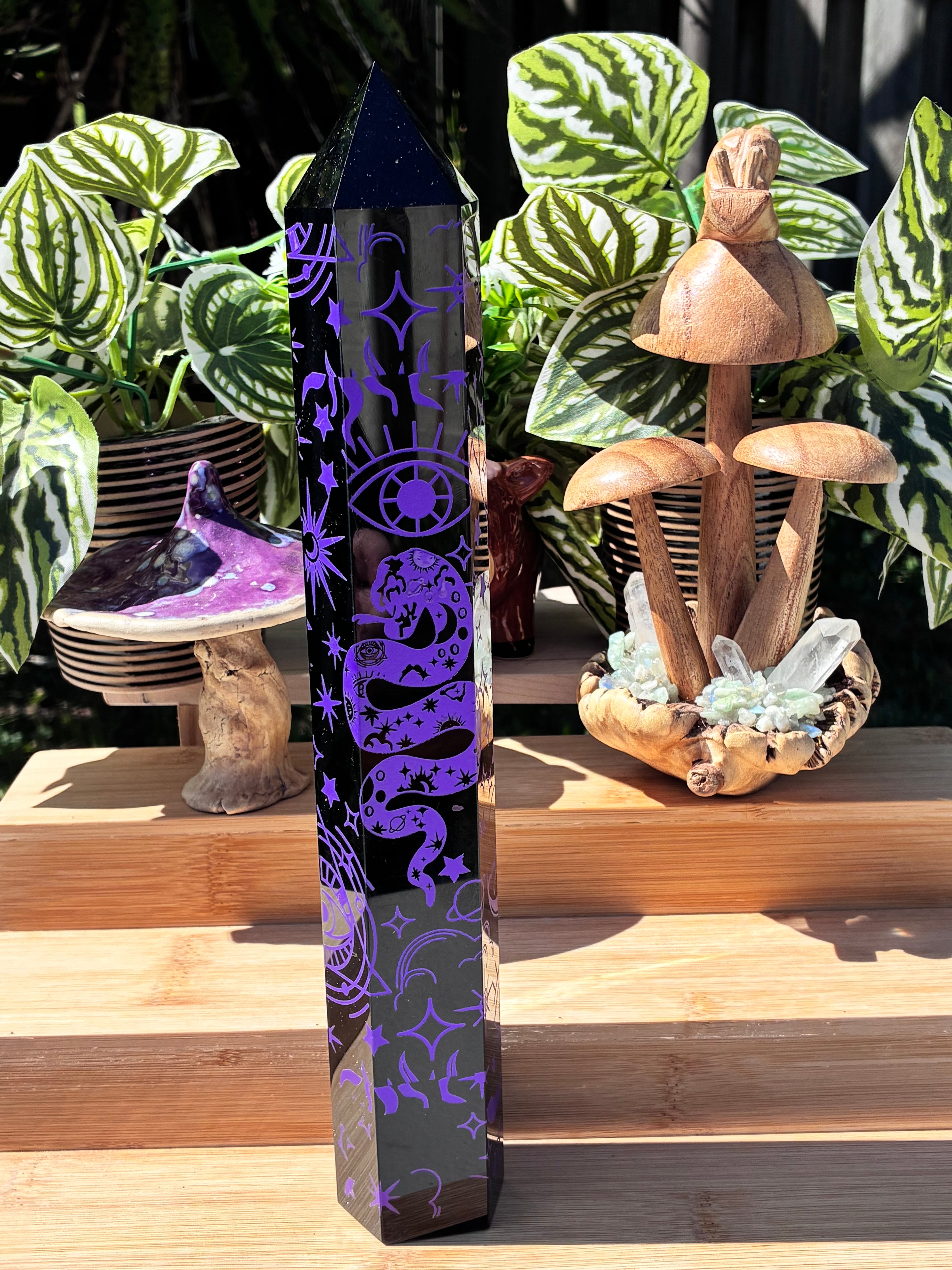 Witchy Black Obsidian Tower