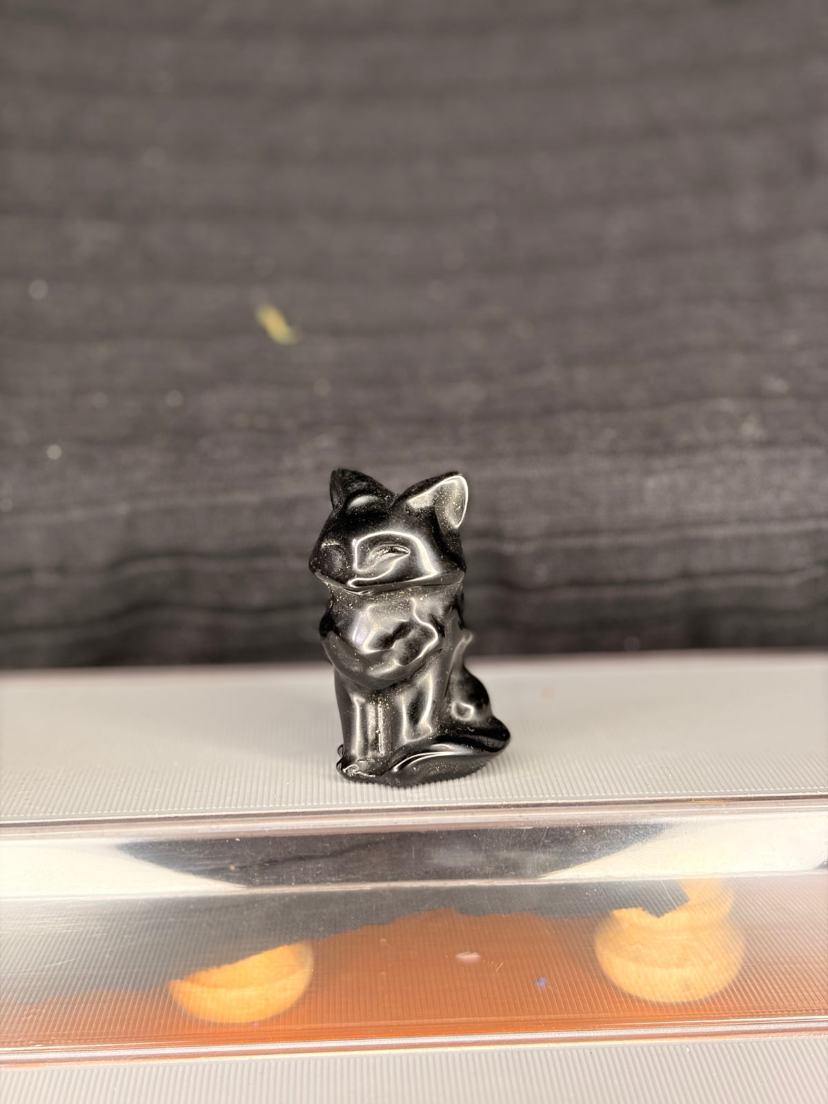 Obsidian Cat Carving
