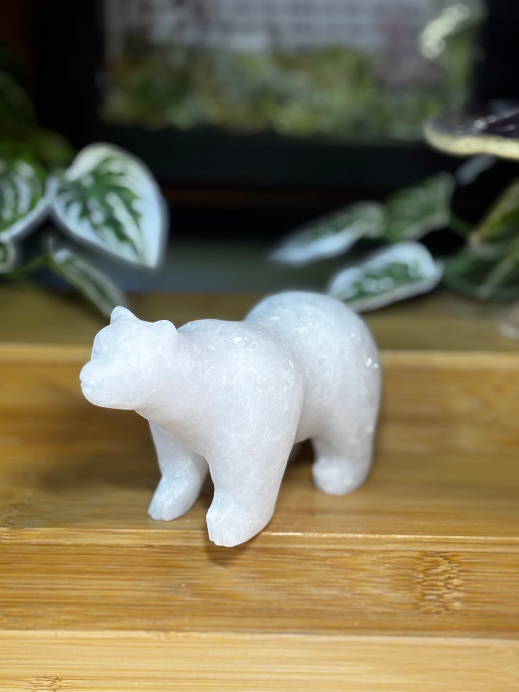 White Jade Polar Bear Carving