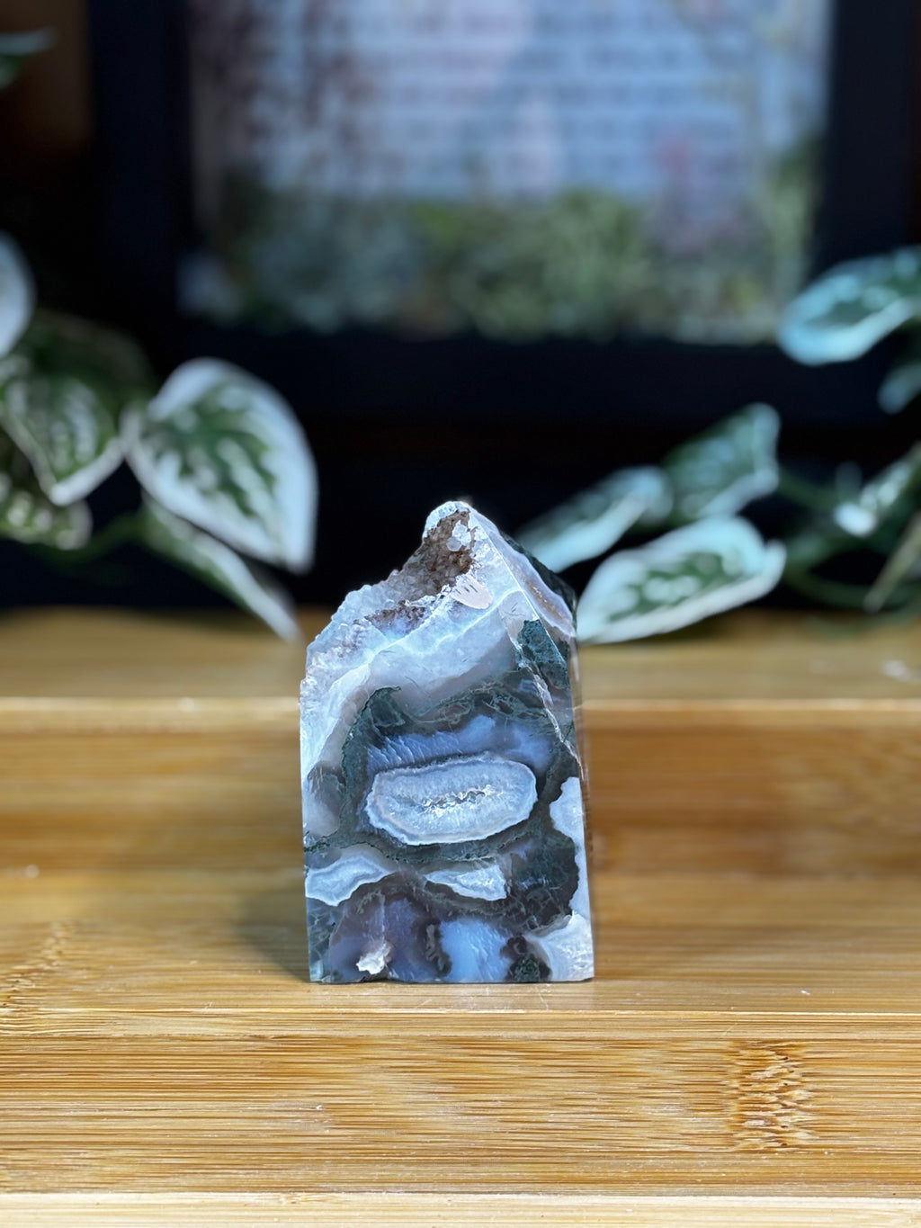Druzy Moss Agate Chunky Point