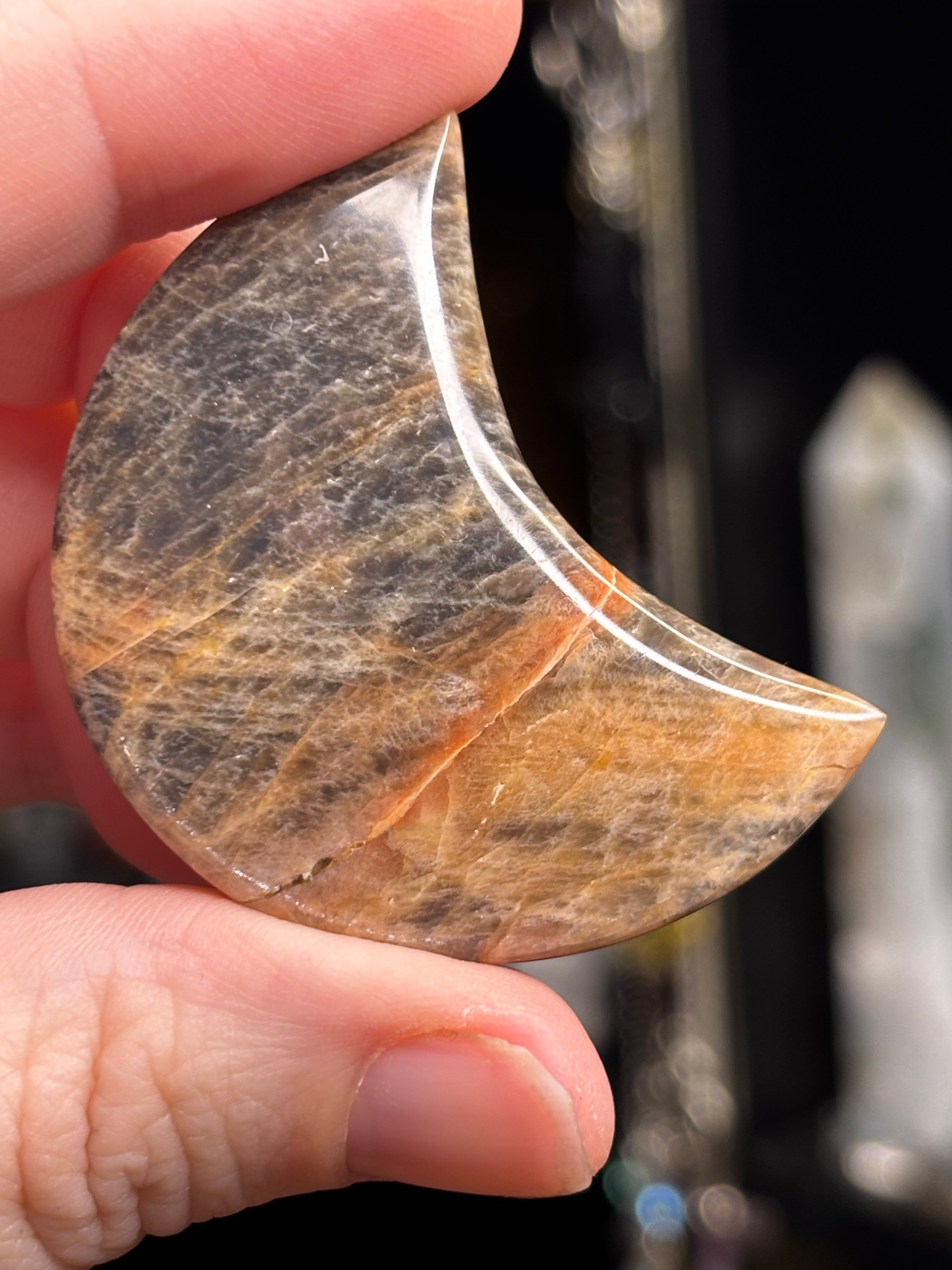 Peach/Black Moonstone Moons