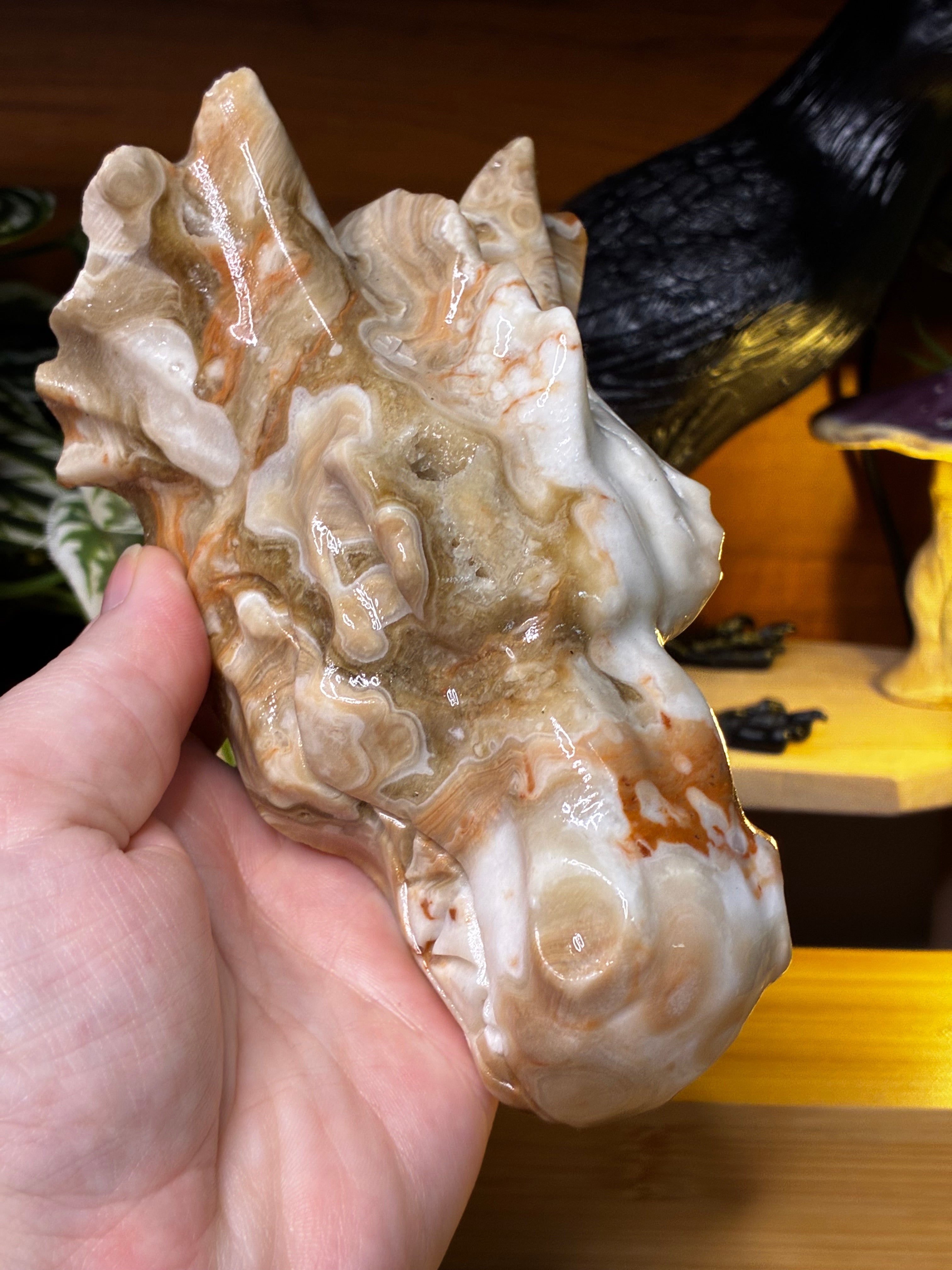 Amber Calcite Dragon Head 1