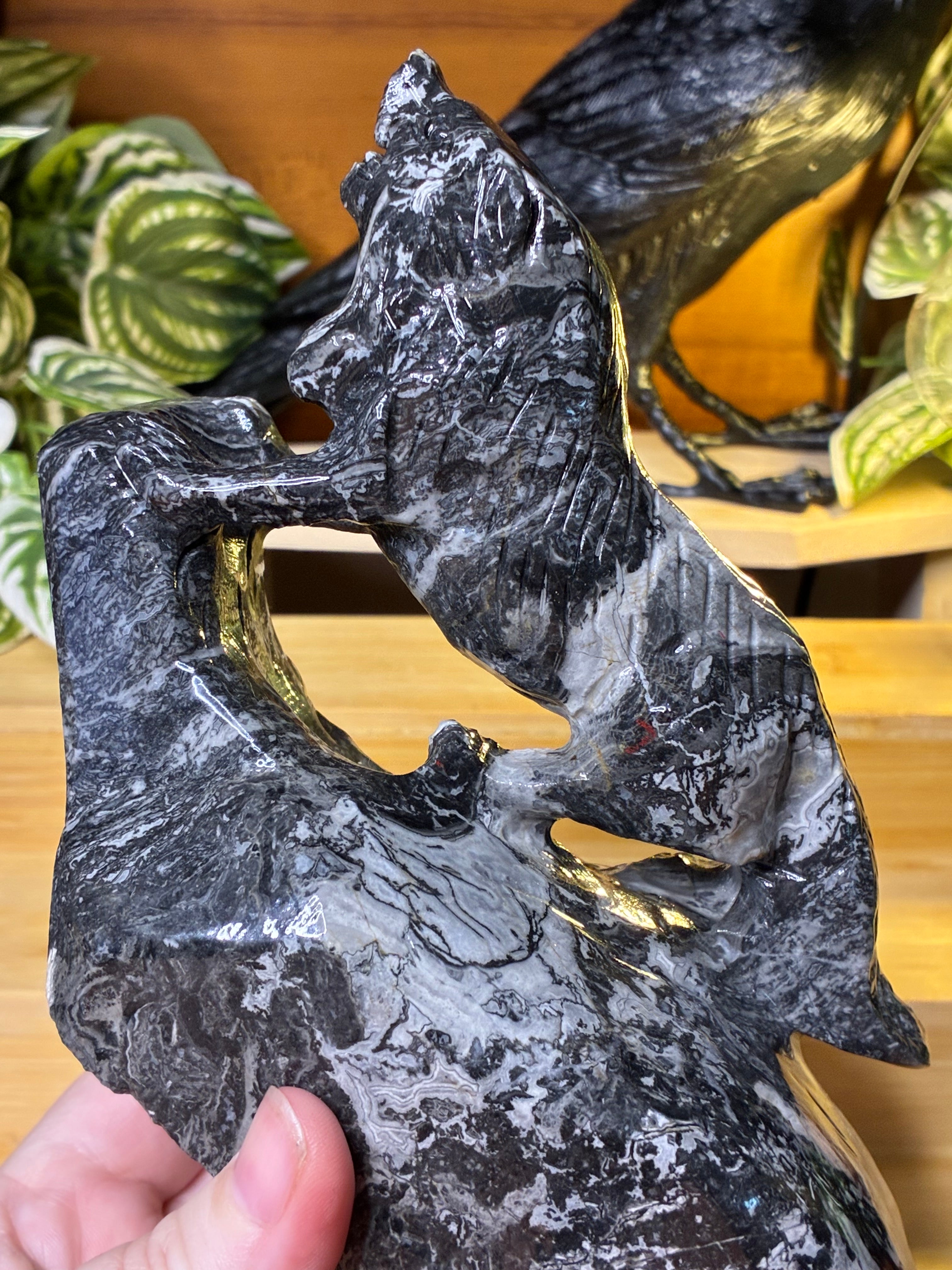 Picasso Jasper Wolf Carving