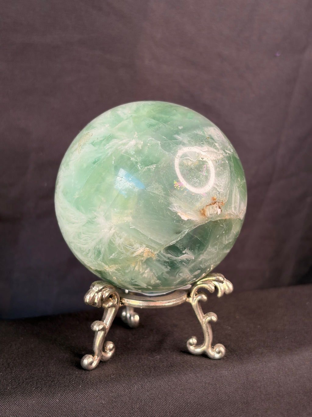 Feather Fluorite Sphere w/Stand