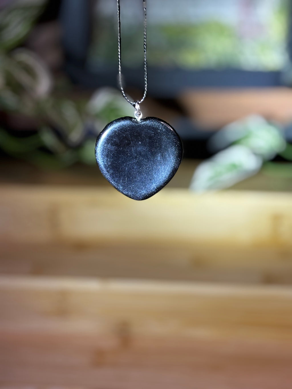 Heart Obsidian Worry Stone Pendant