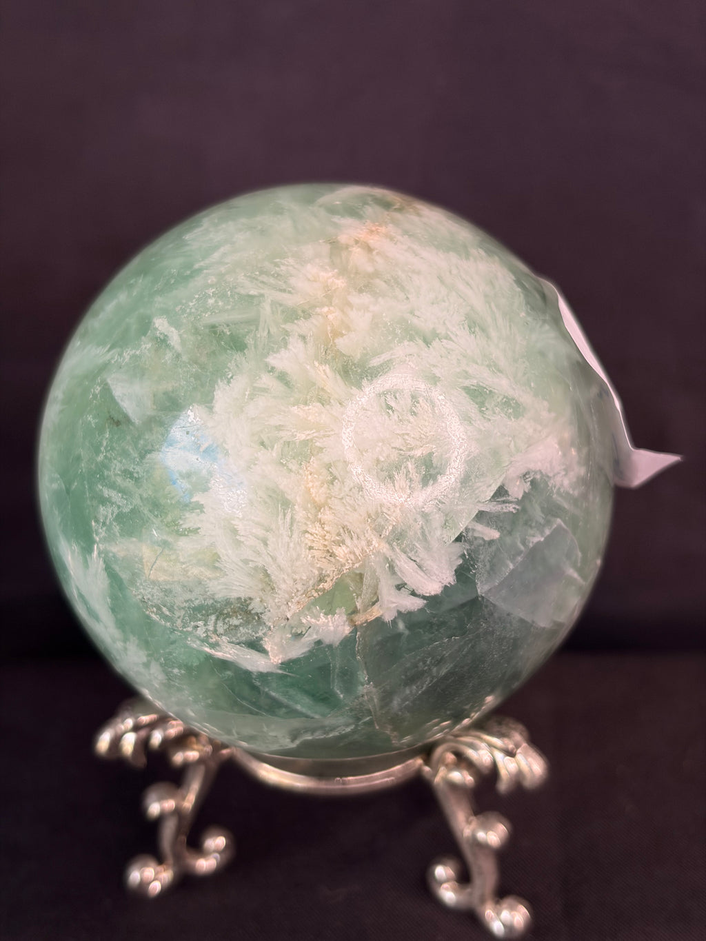 Feather Fluorite Sphere w/Stand