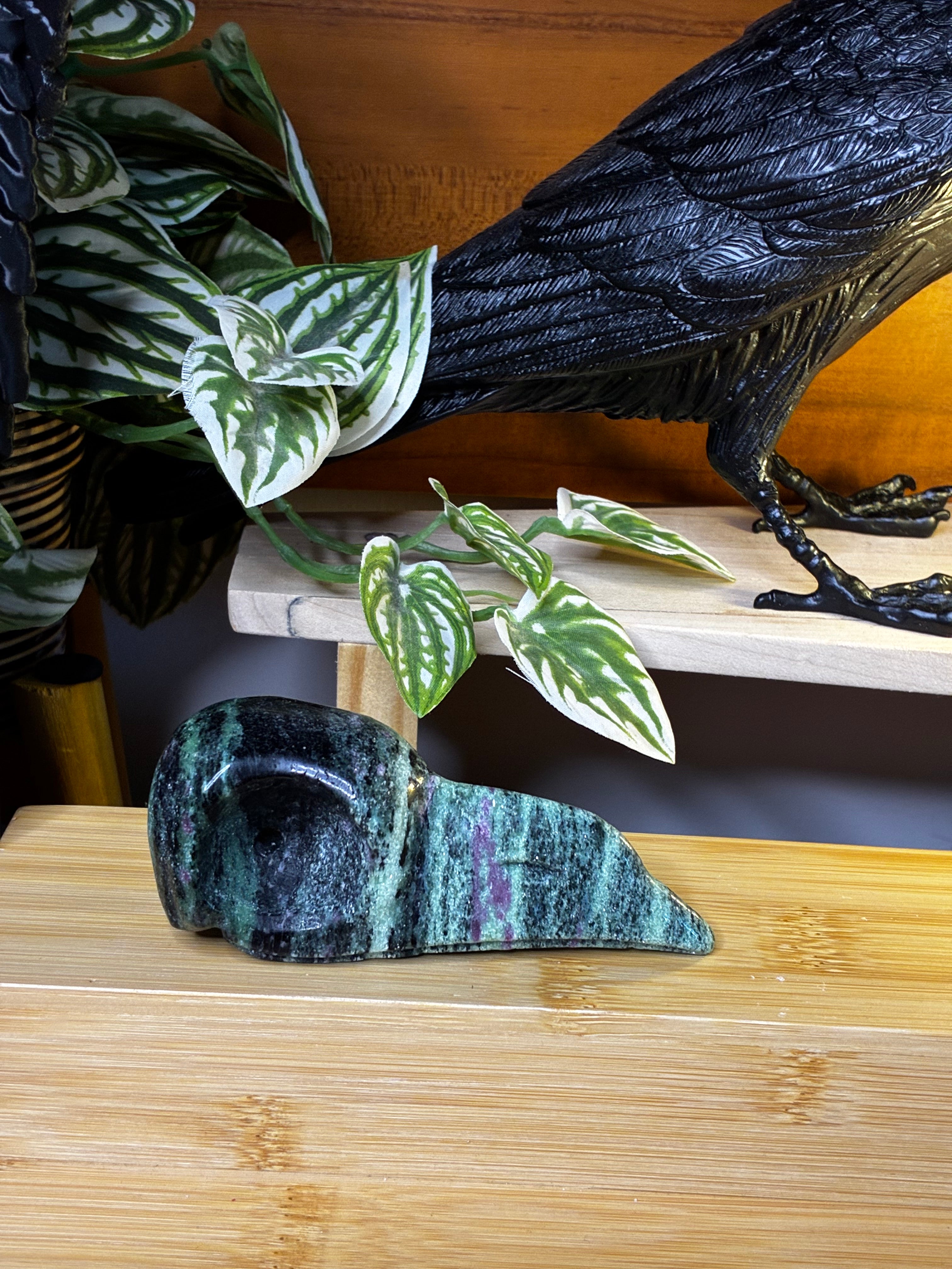 Ruby Zoisite Raven Skull