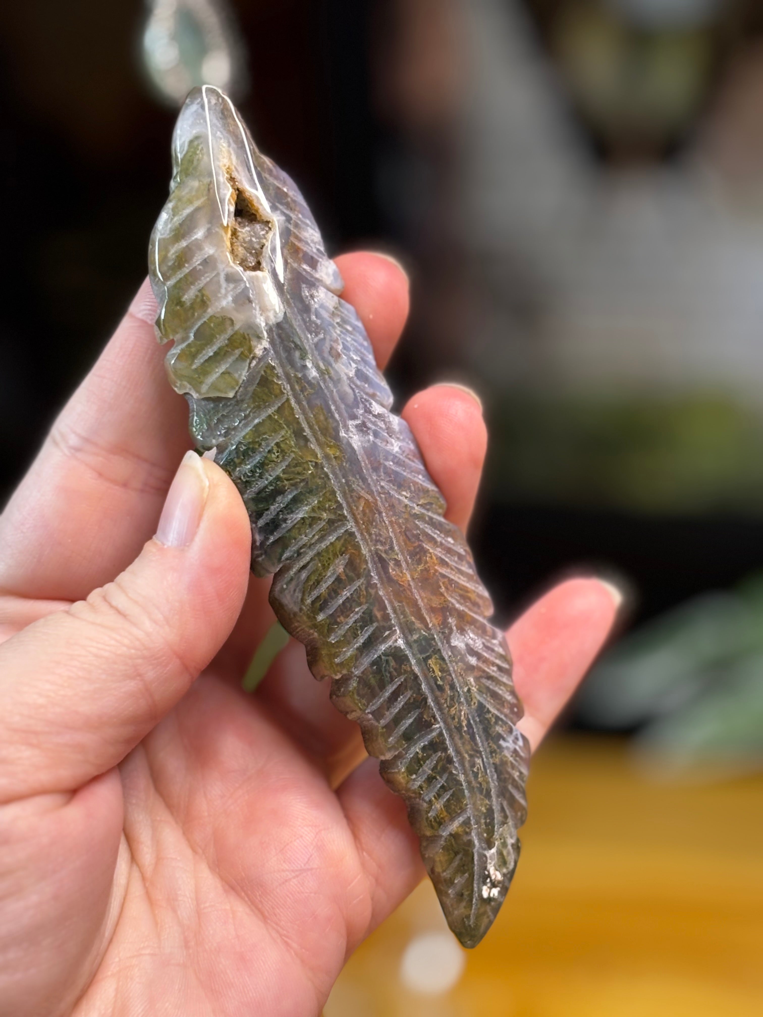 Moss Agate Feather