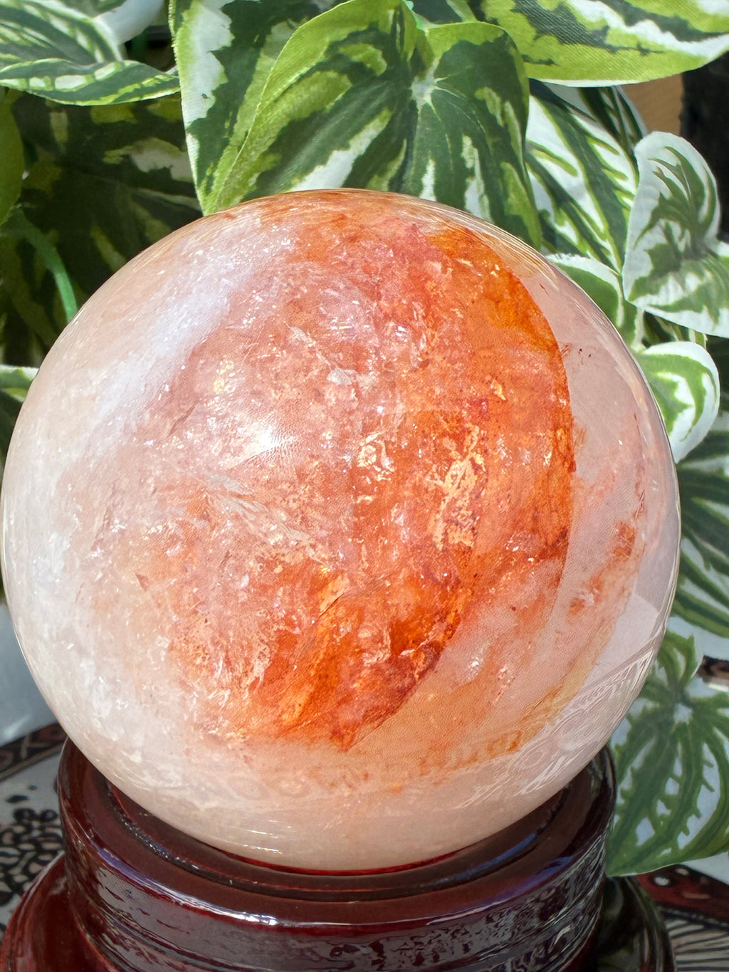 Fire Quartz Sphere w/Stand