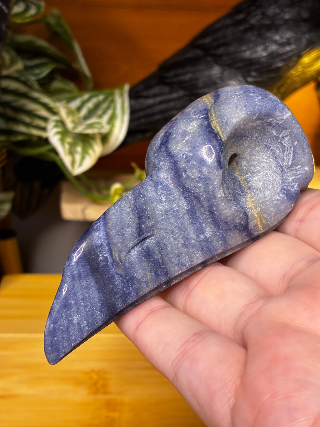 Blue Aventurine Raven Skull