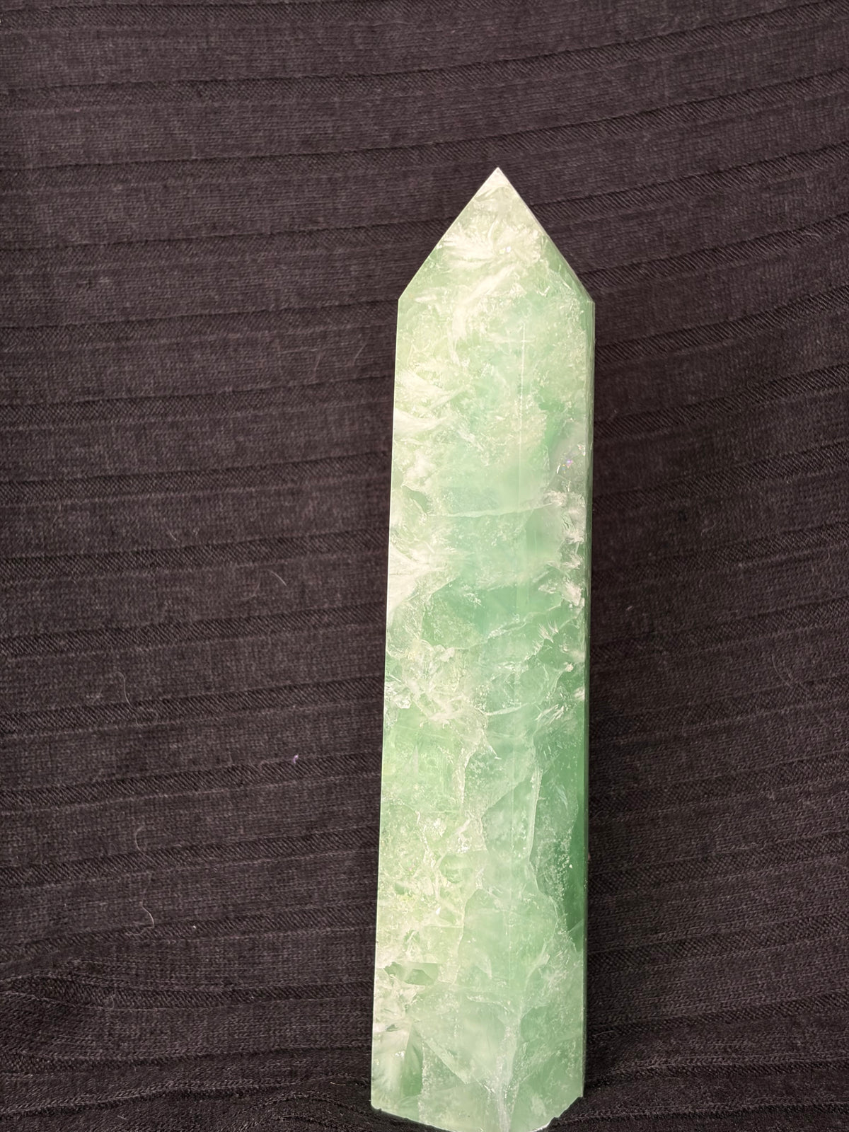 Green Feather Fluorite Point