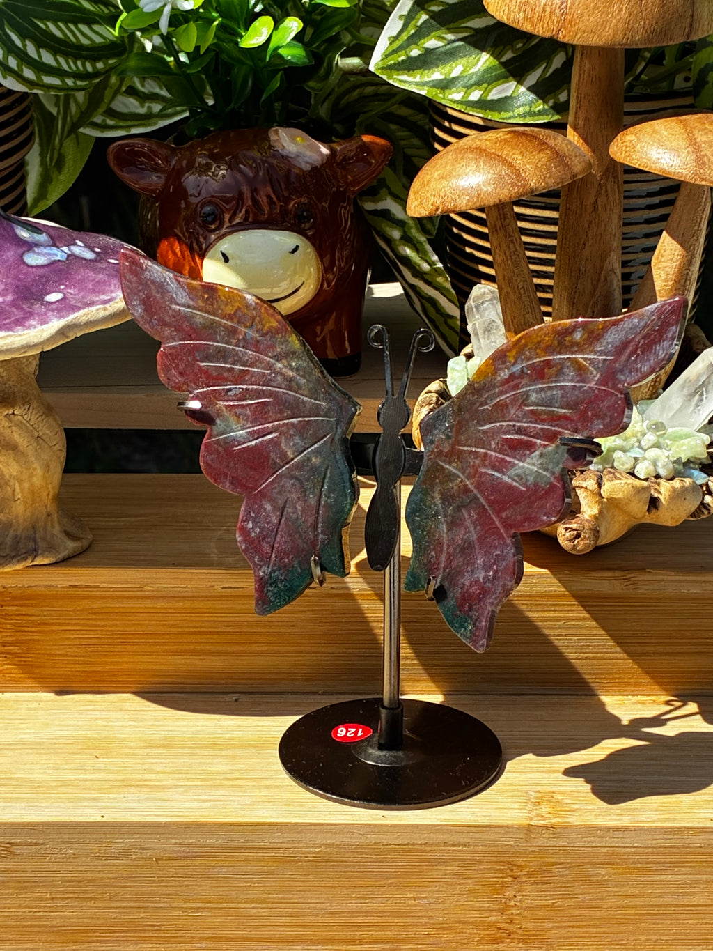 Red & Green Moss Agate Butterfly Wings