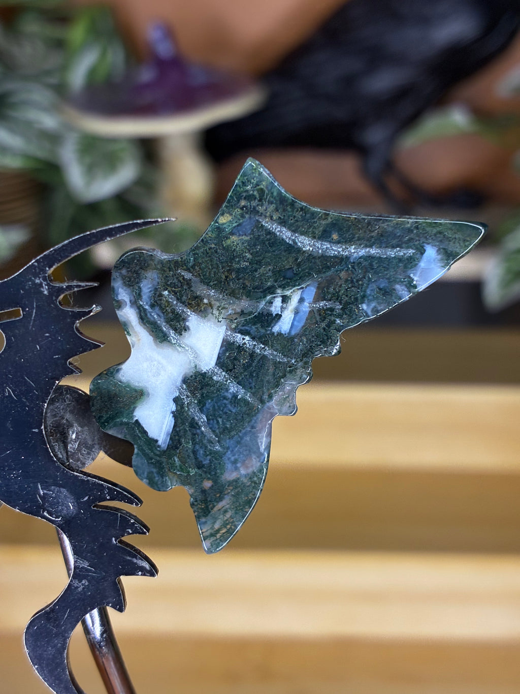Moss Agate Dragon Wings