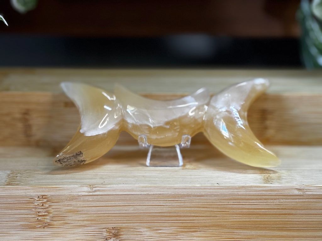 Honey Calcite Tri-Moon