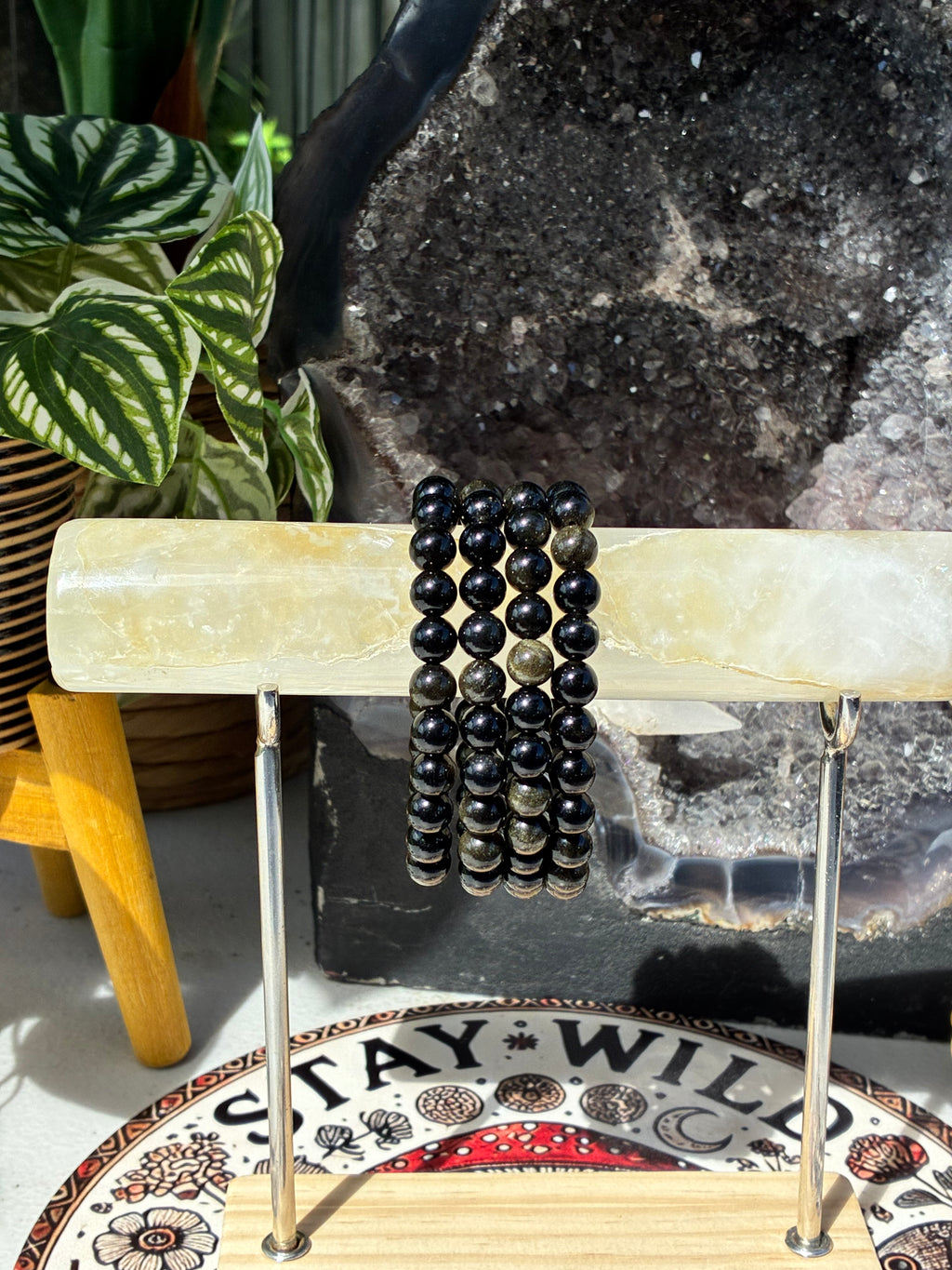 8mm Gold Sheen Obsidian Bracelet