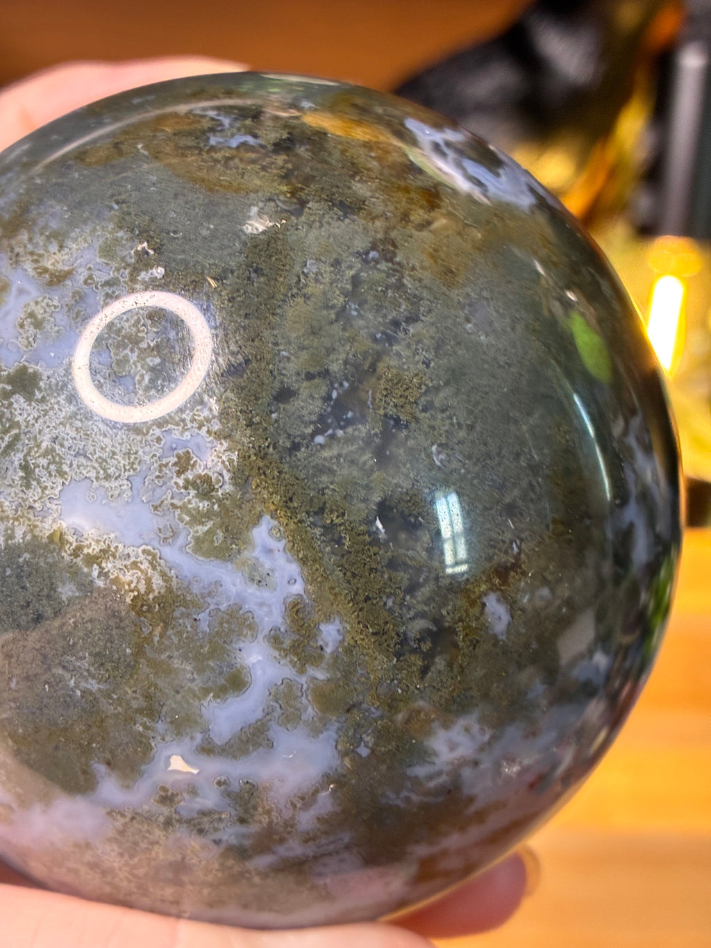 Moss Agate Sphere with Stand