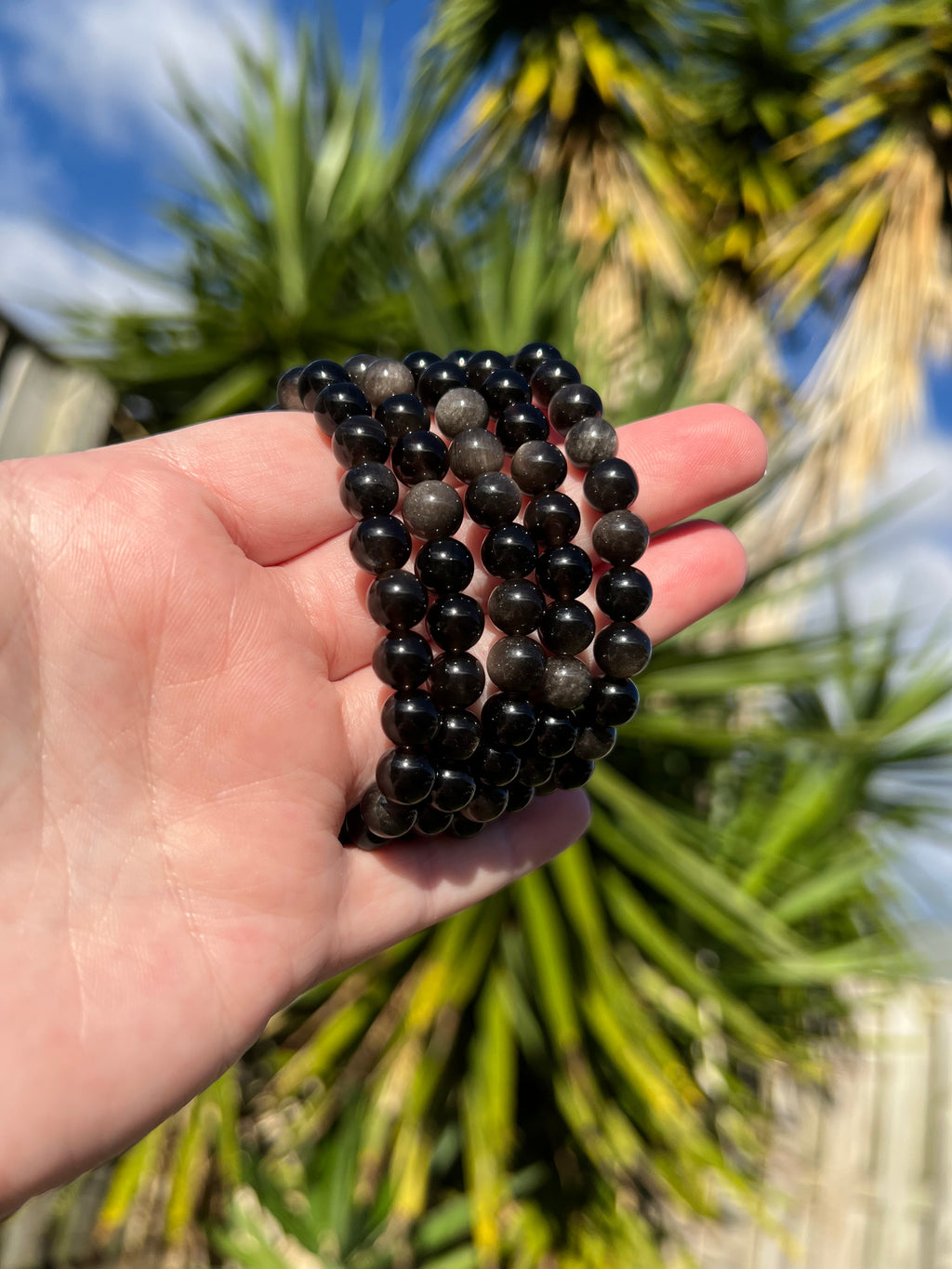 8mm Mixed Sheen Obsidian Bracelet