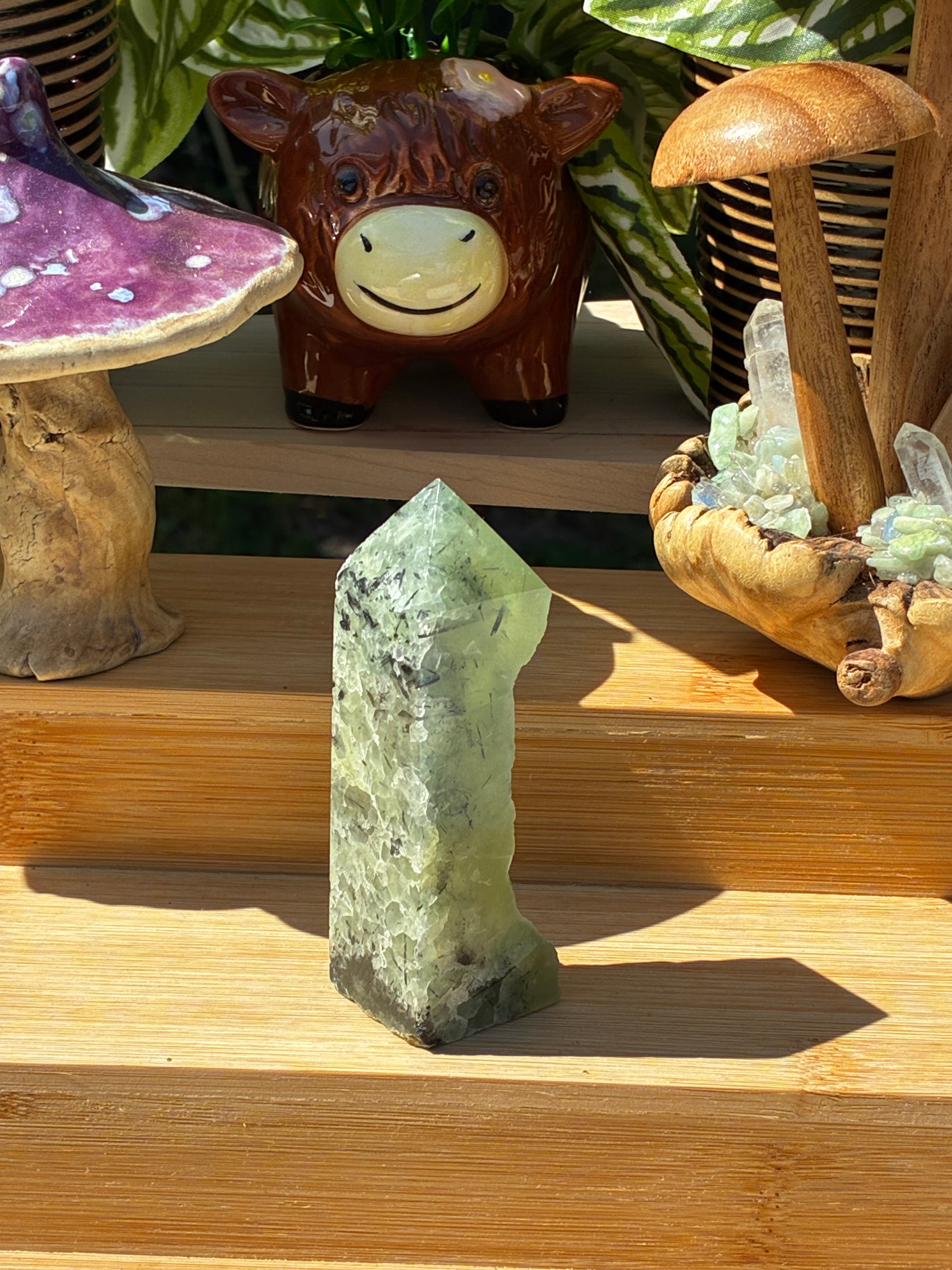 Prehnite Half Raw Point w/epidote