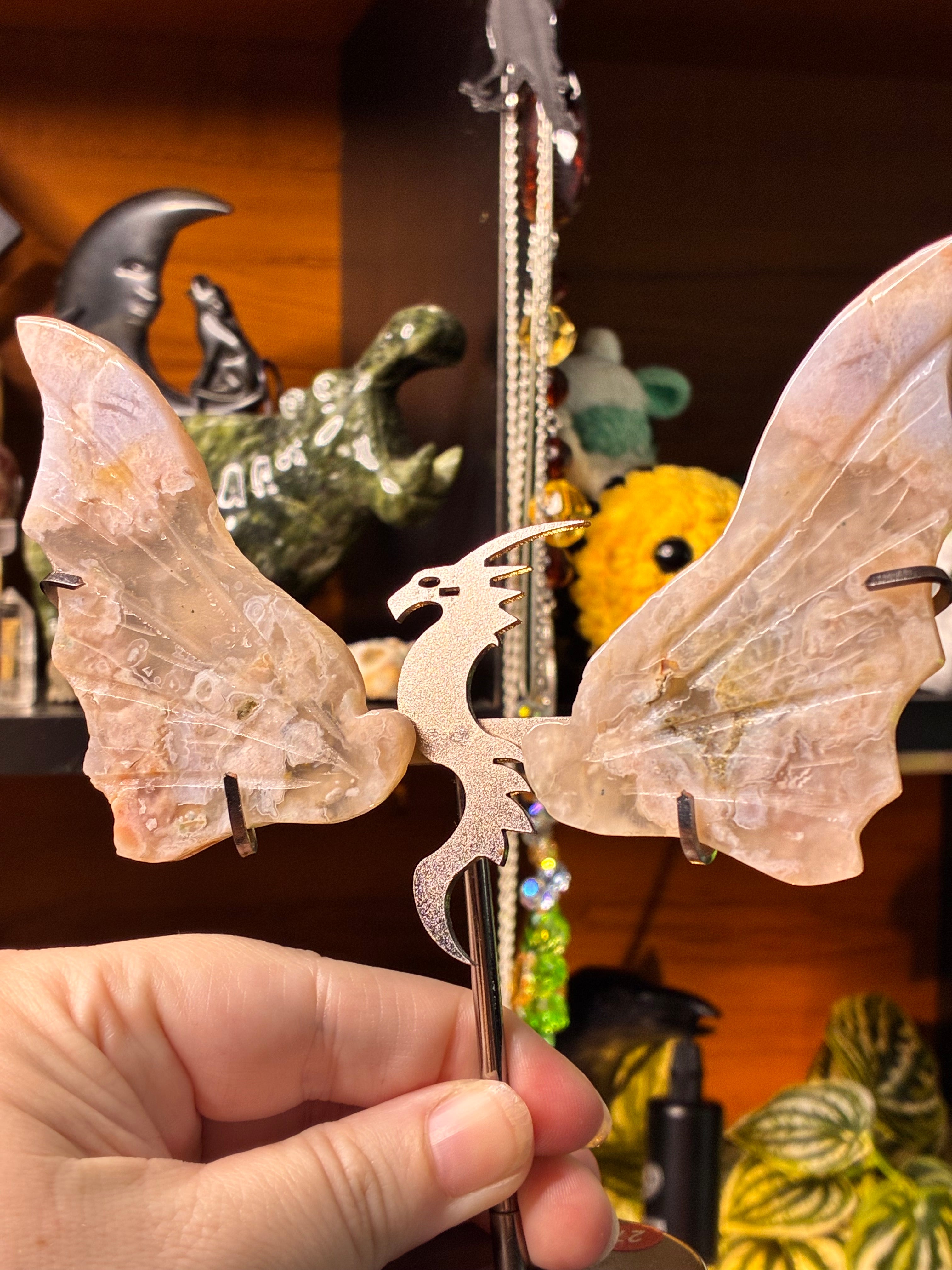Flower Agate Pink Amethyst Dragon Wings