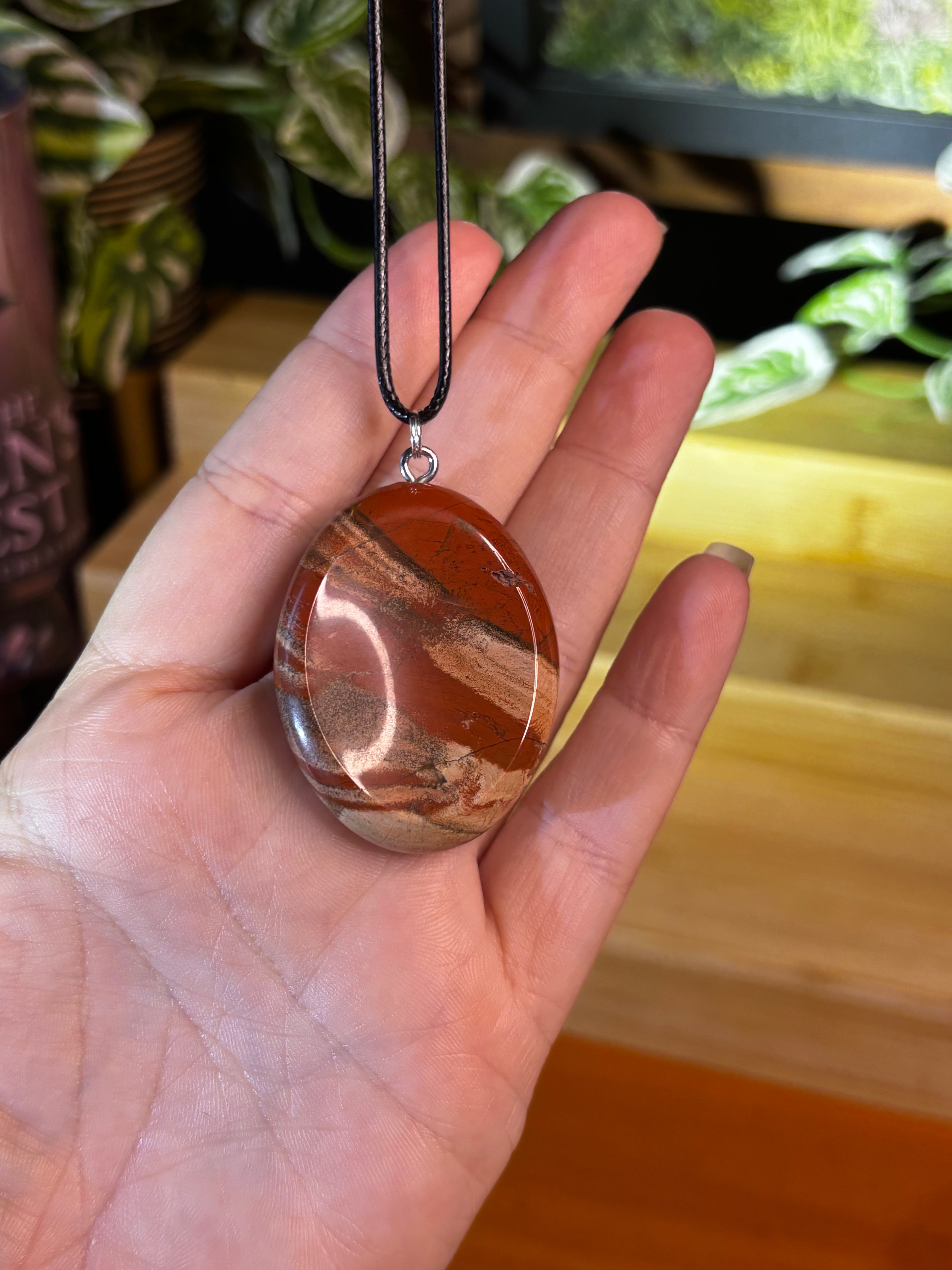 Red Jasper Worry Stone Pendant