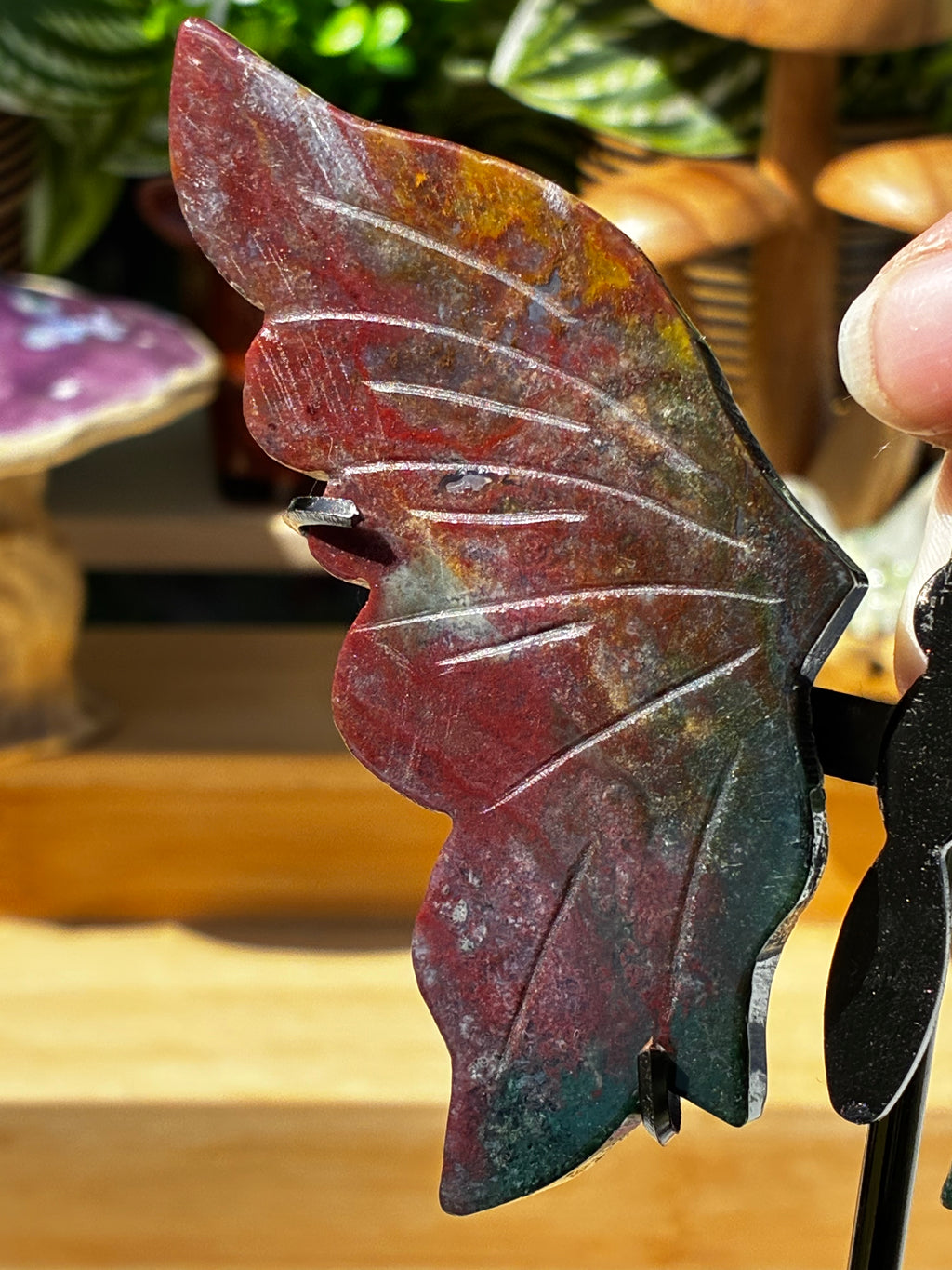 Red & Green Moss Agate Butterfly Wings