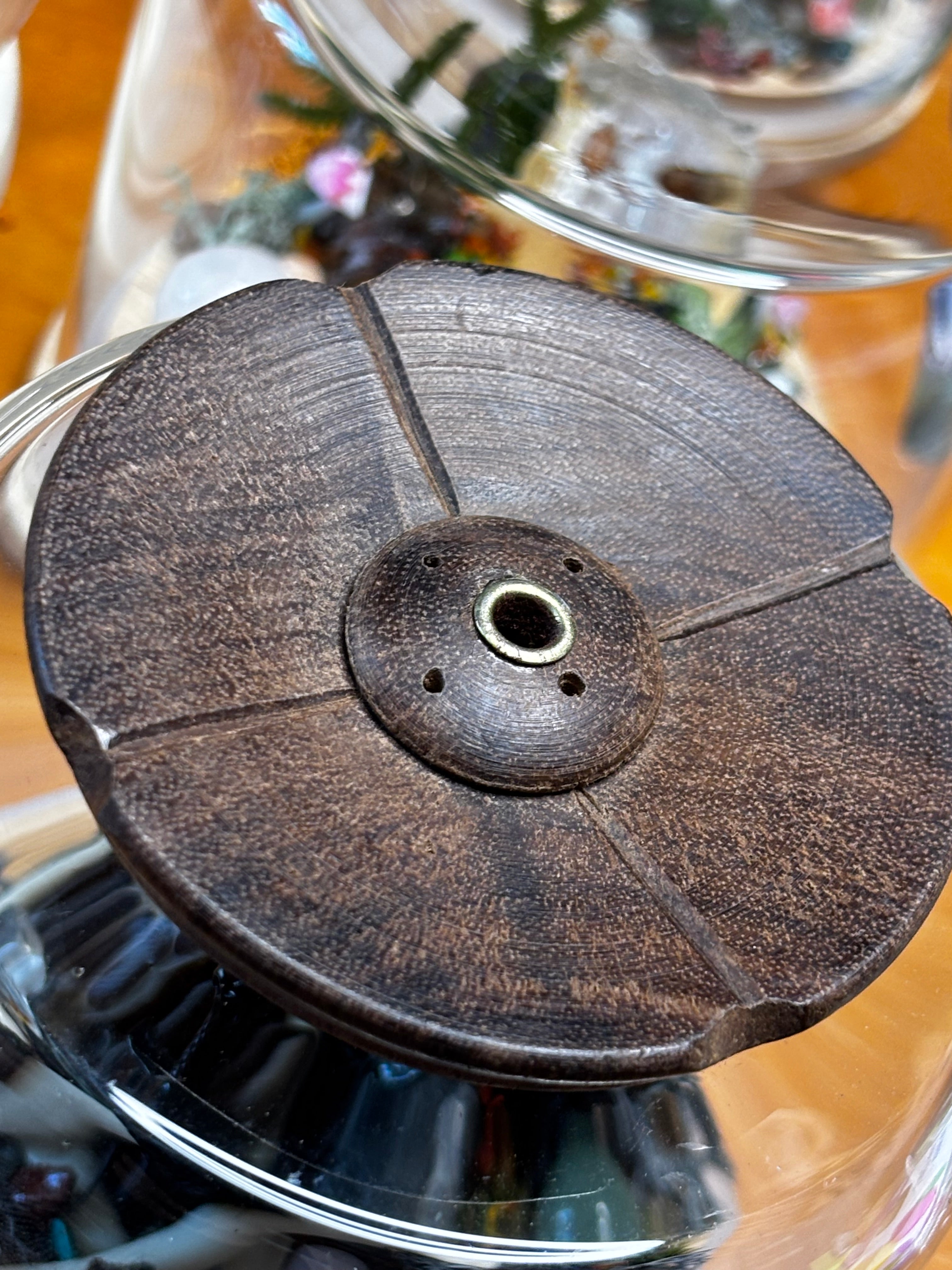 Handmade Tibetan Dark Wooden Incense Holder