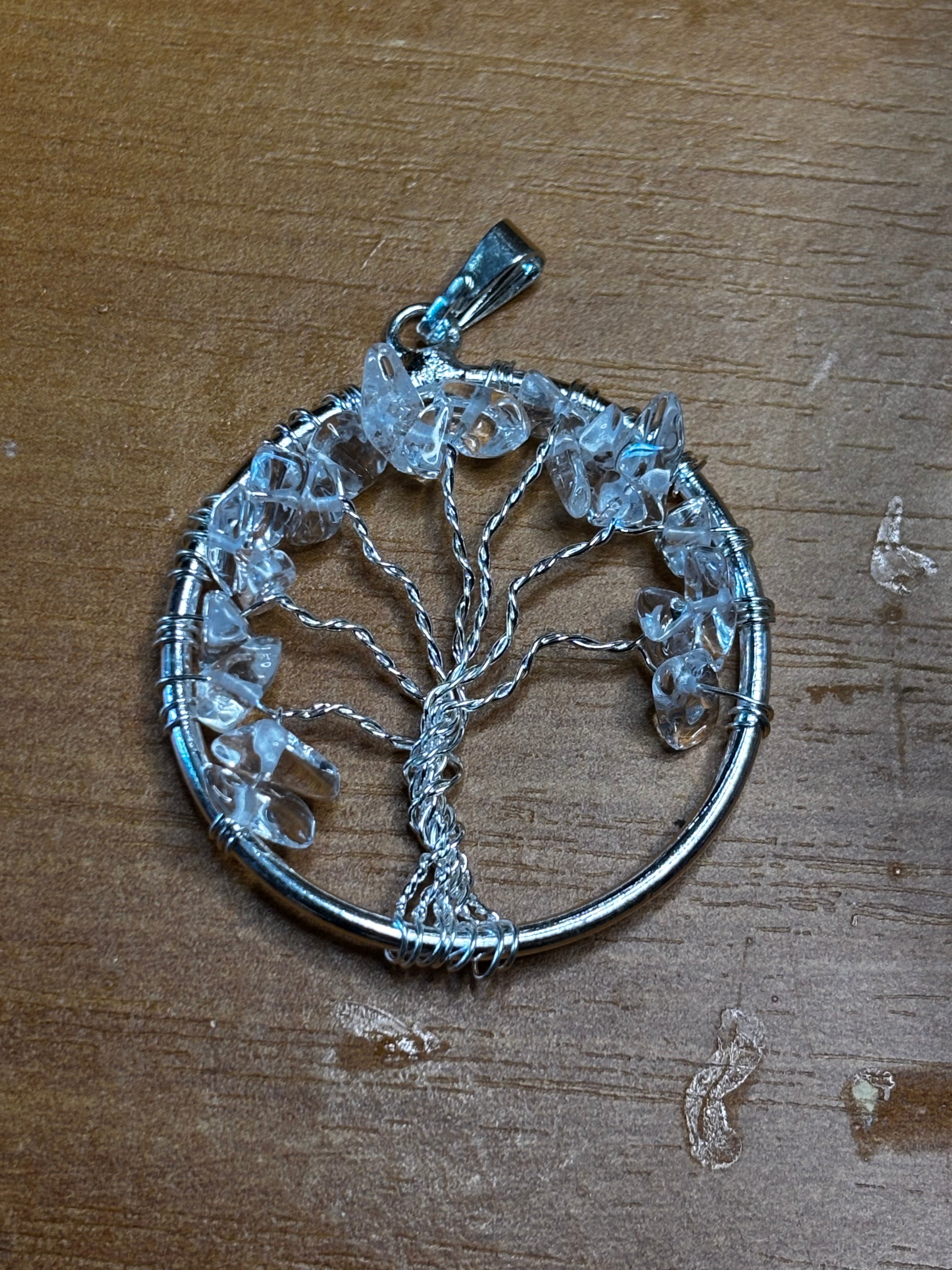 Clear Quartz Tree Of Life Pendant