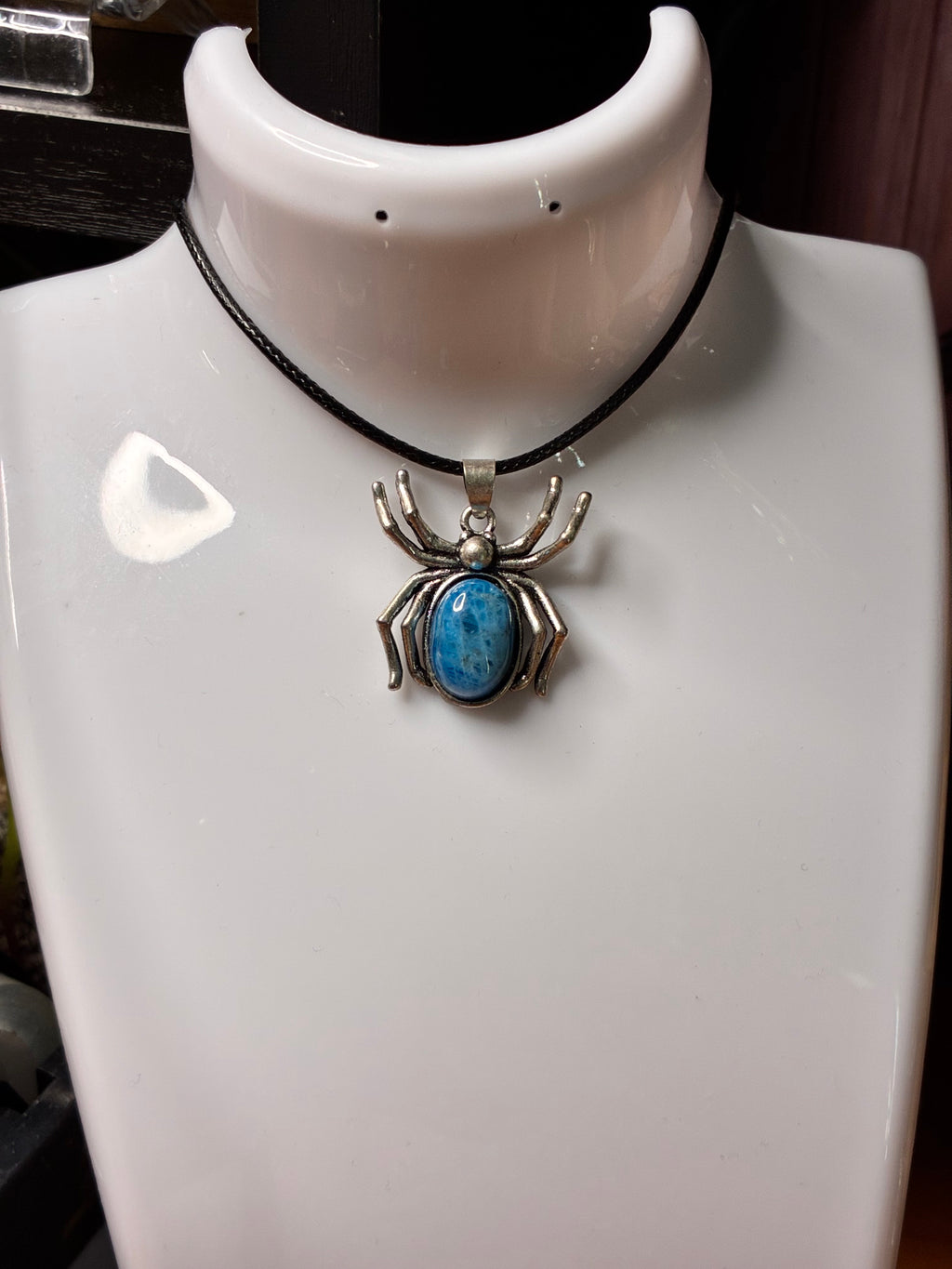 Blue Apatite Spider Pendant