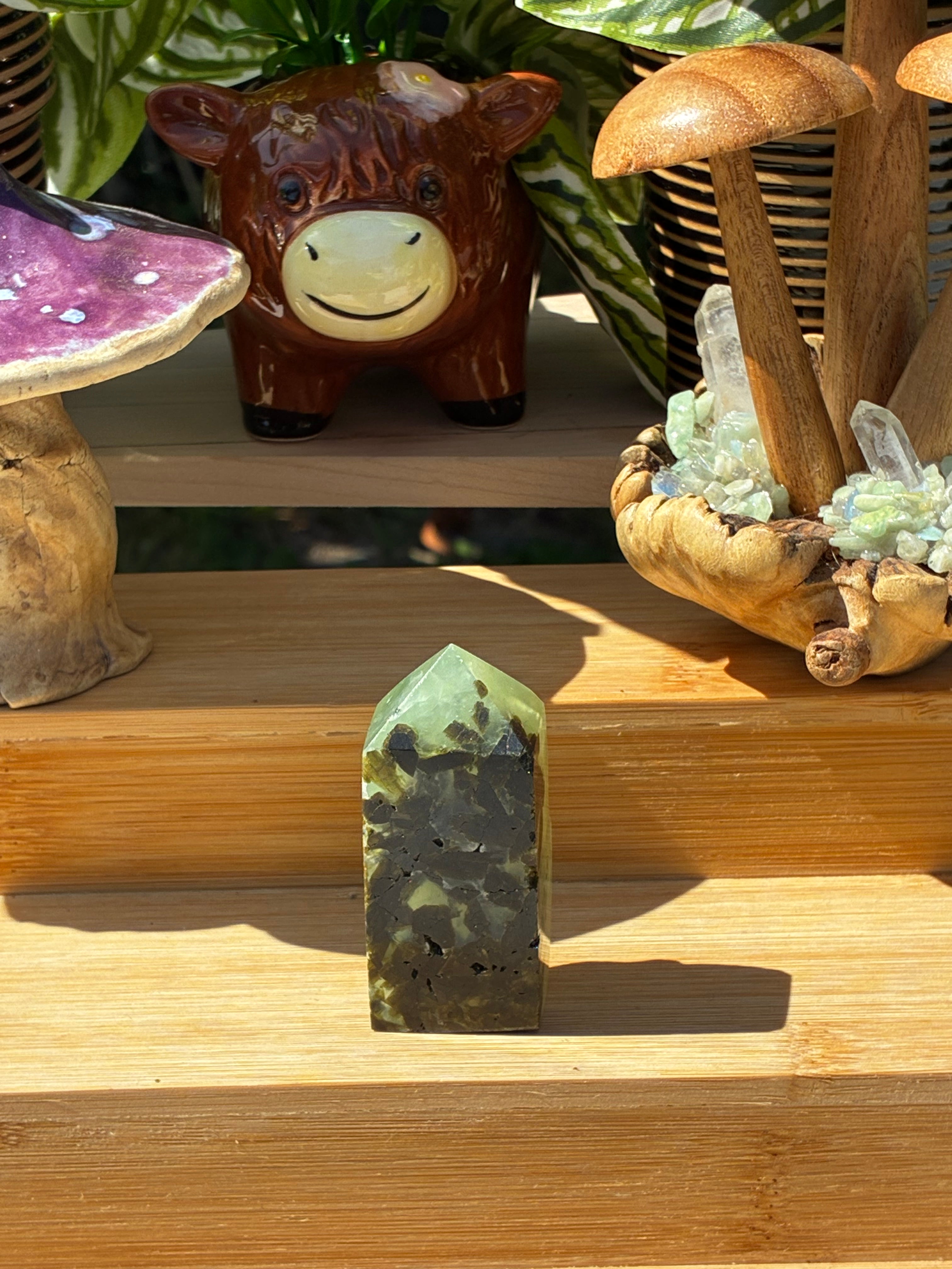 Prehnite Epidote Half Raw Point