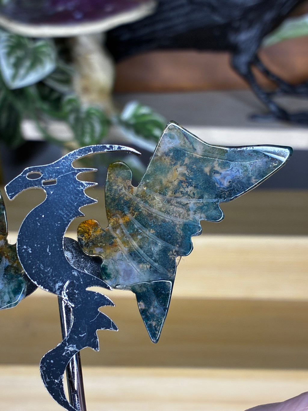 Moss Agate Dragon Wings