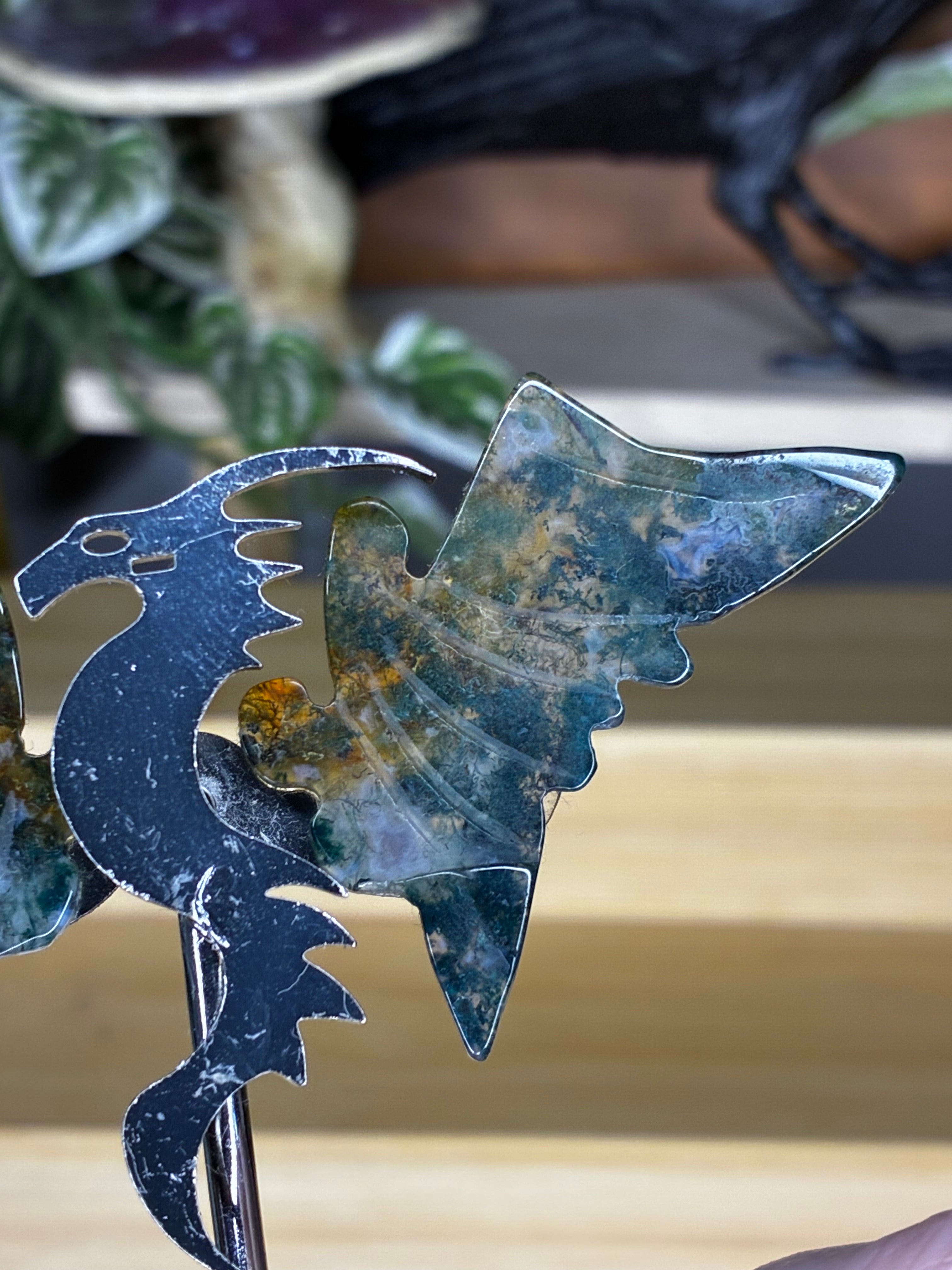Moss Agate Dragon Wings