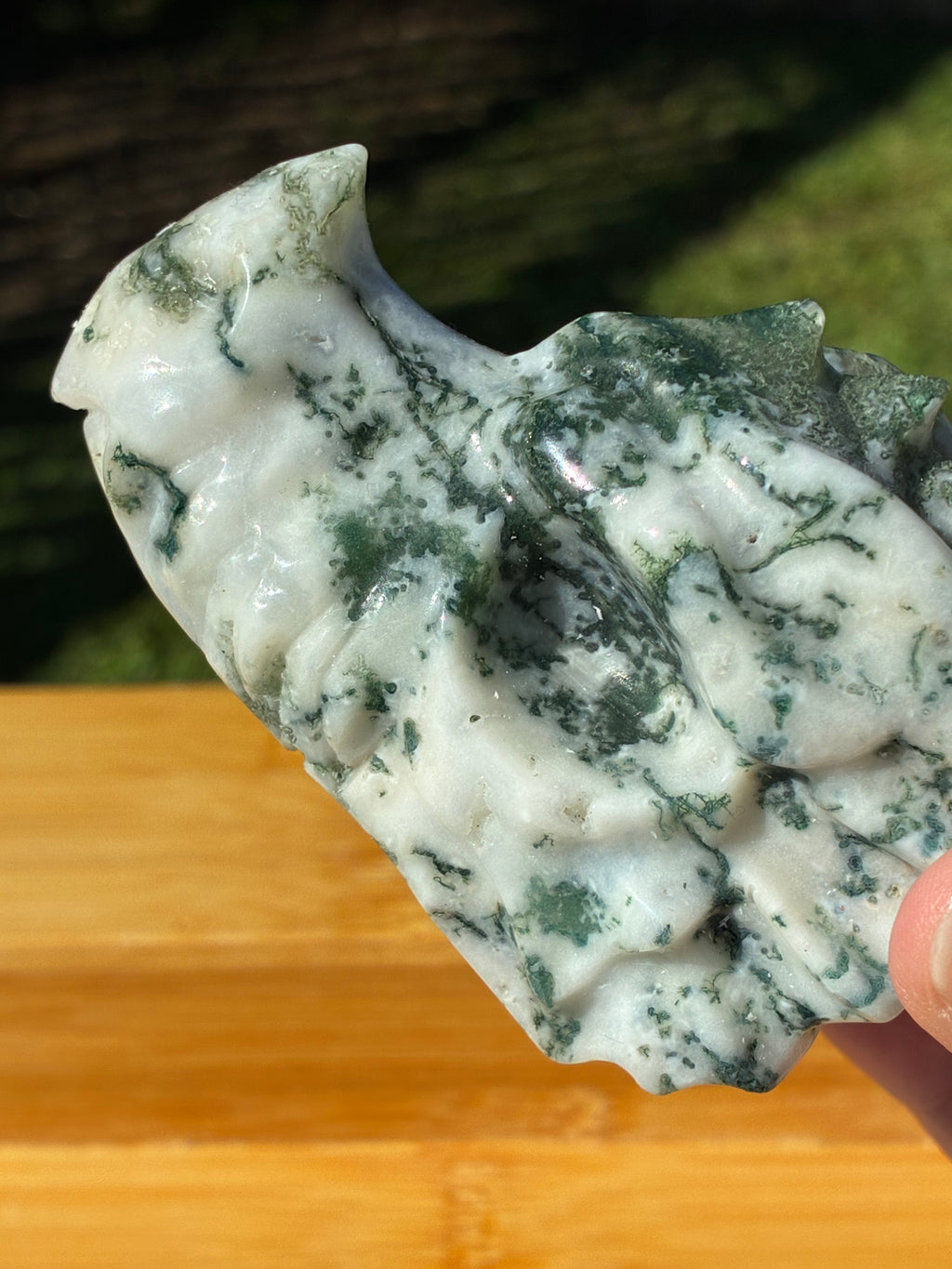 Moss Agate Dragon Head
