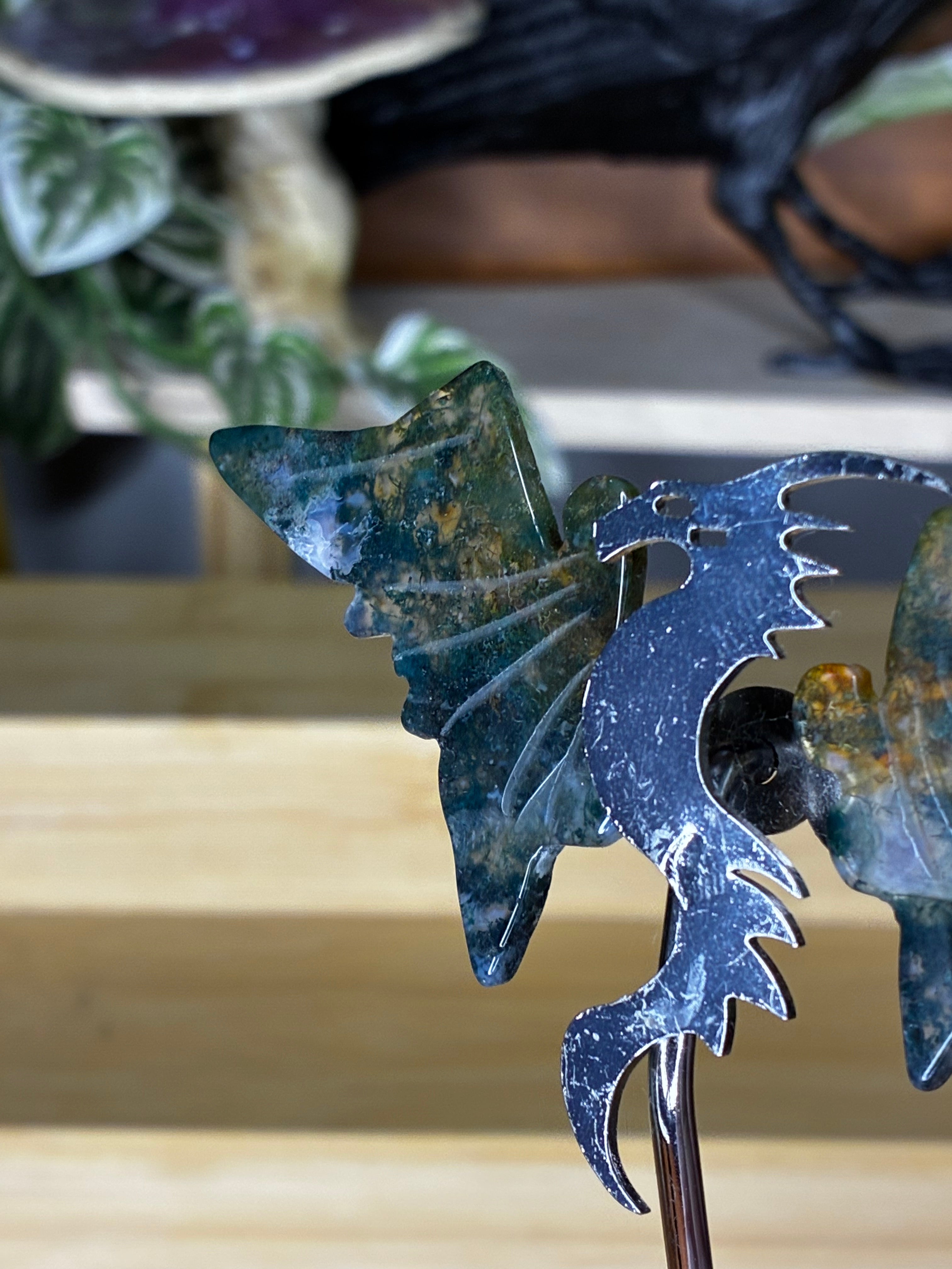 Moss Agate Dragon Wings