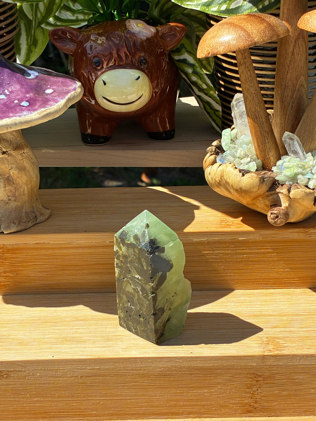 Prehnite Epidote Half Raw Point