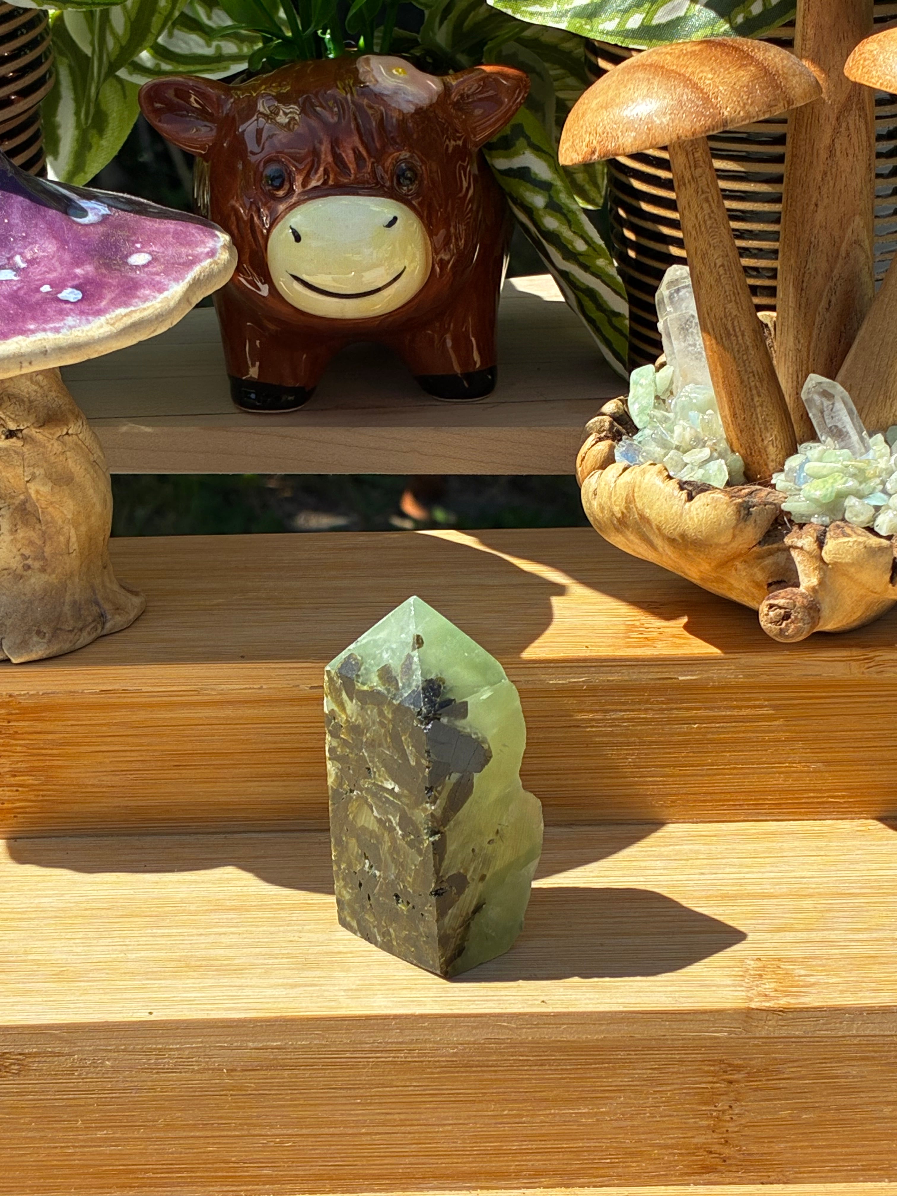 Prehnite Epidote Half Raw Point