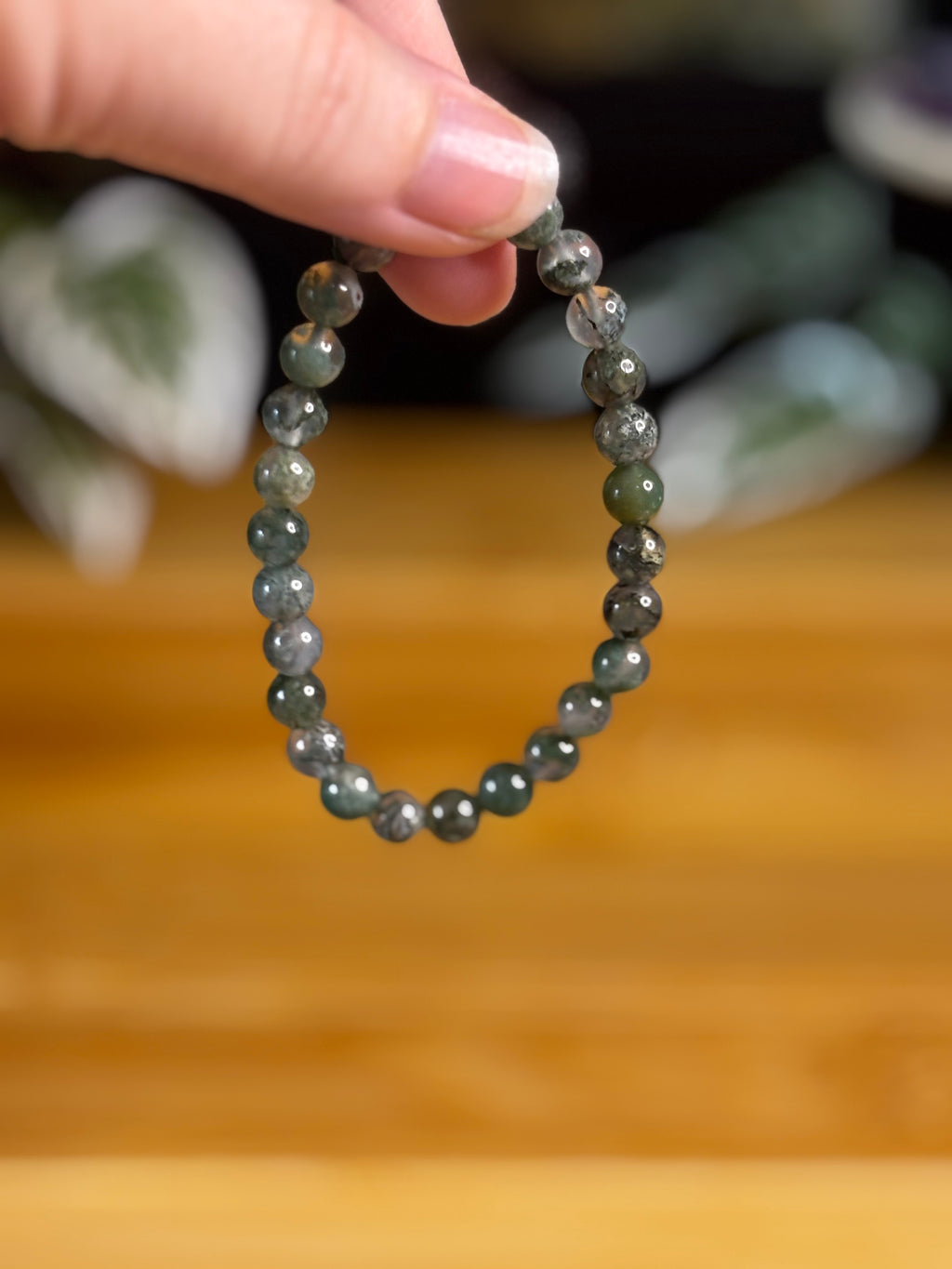 Moss Agate 6mm Bracelet