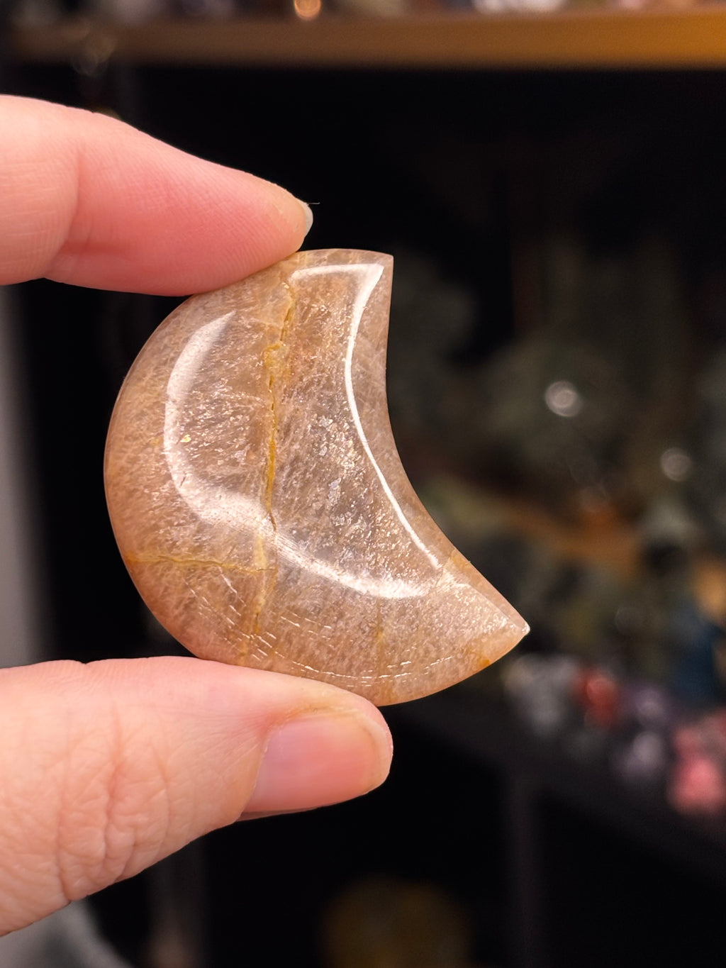 Peach/Black Moonstone Moons