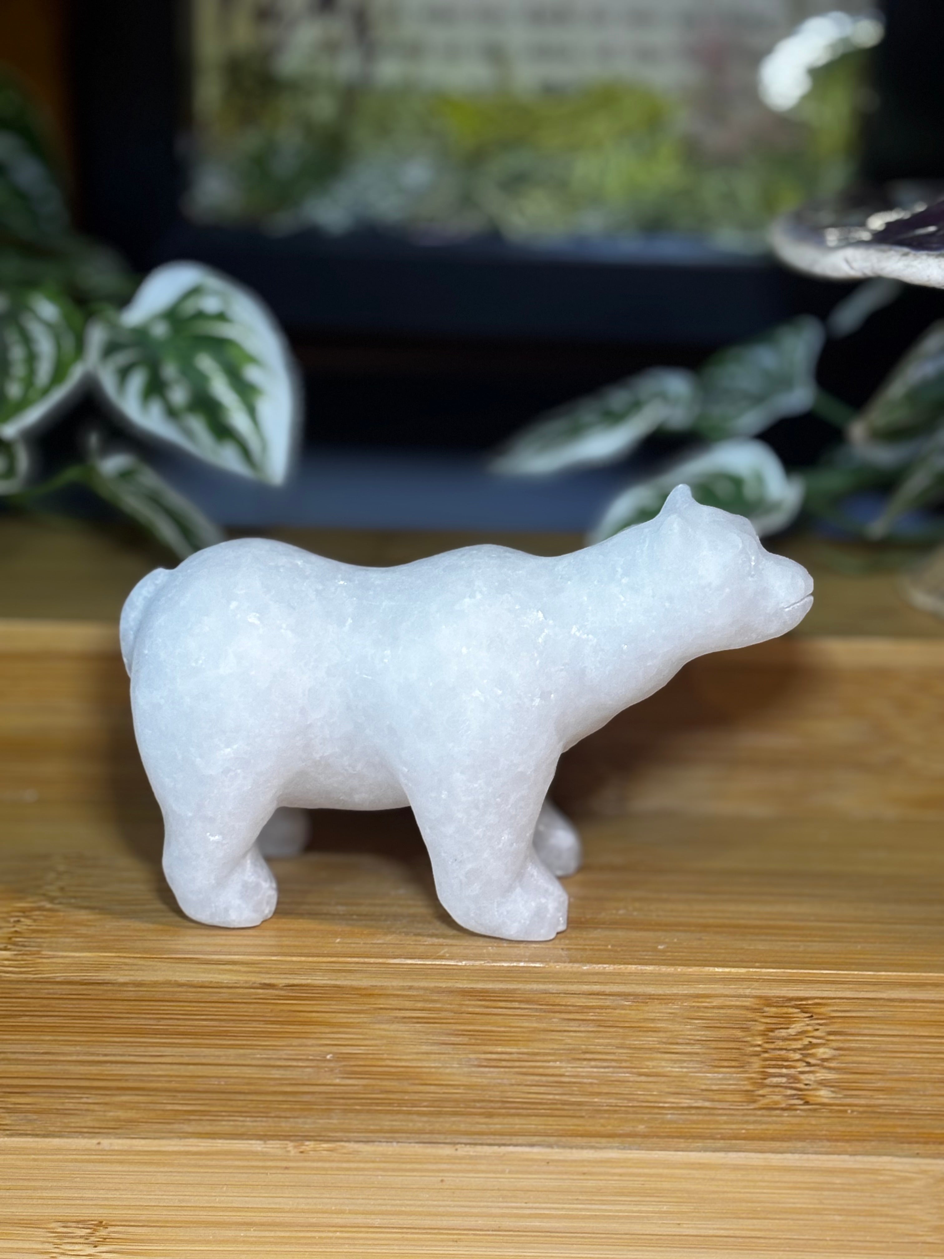 White Jade Polar Bear Carving