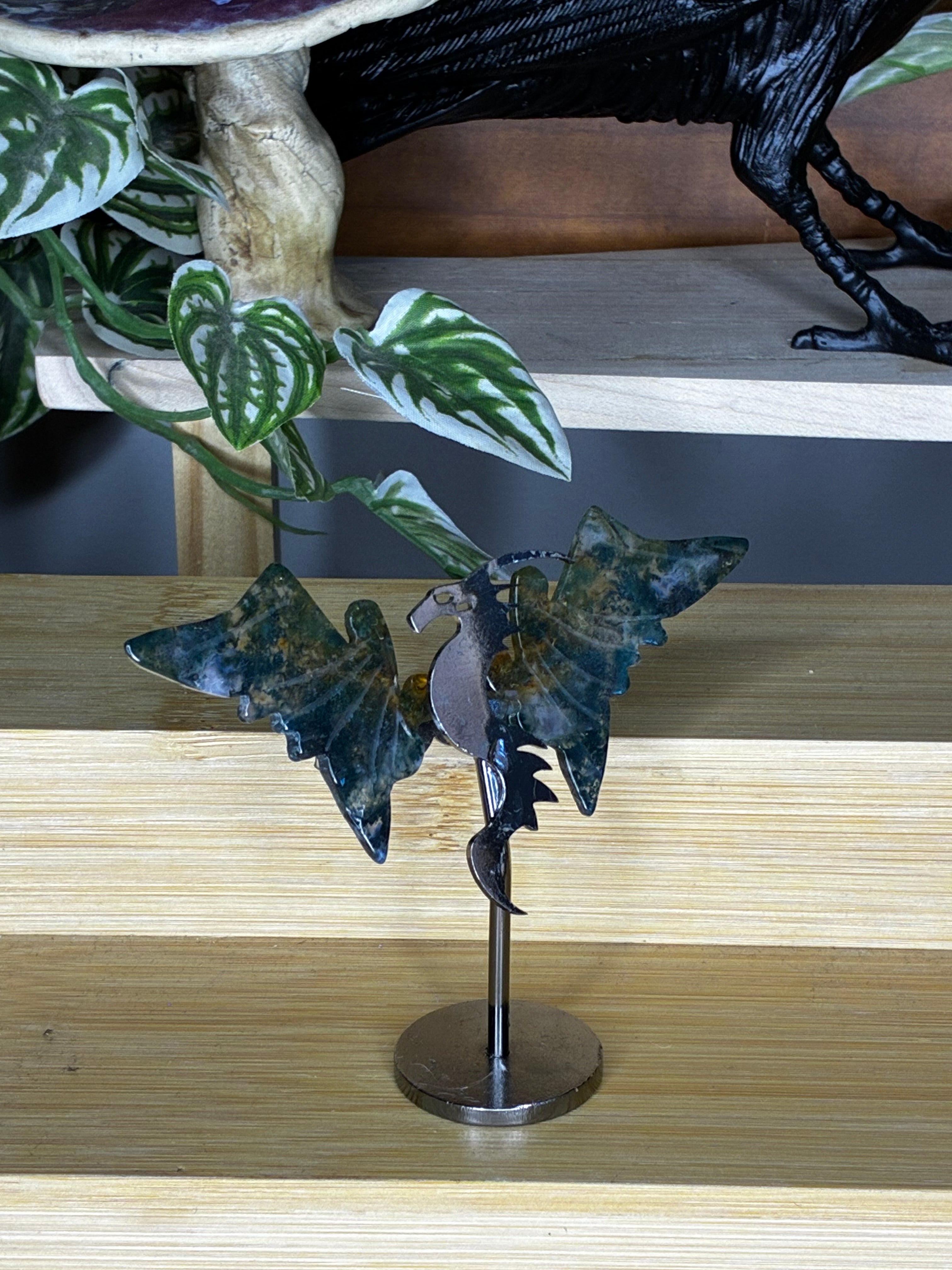 Moss Agate Dragon Wings