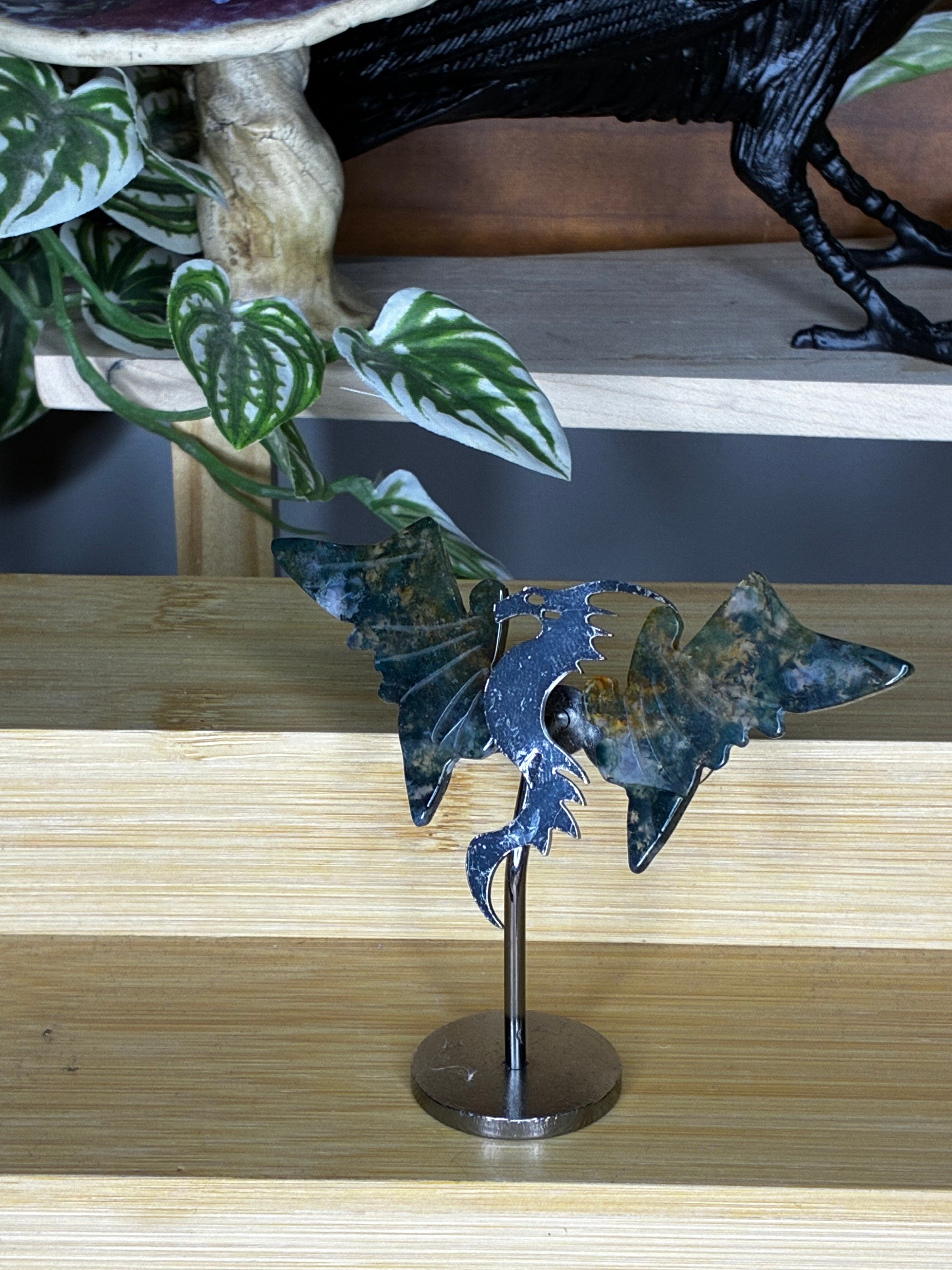 Moss Agate Dragon Wings
