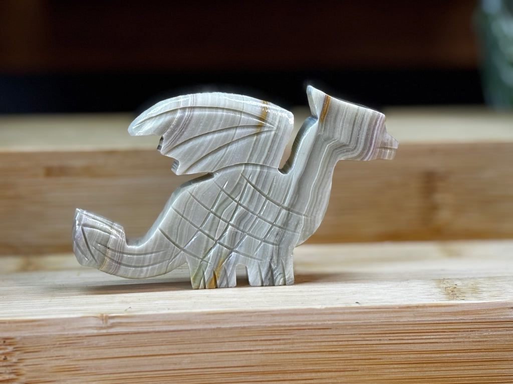 Banded Calcite Dragon Carving
